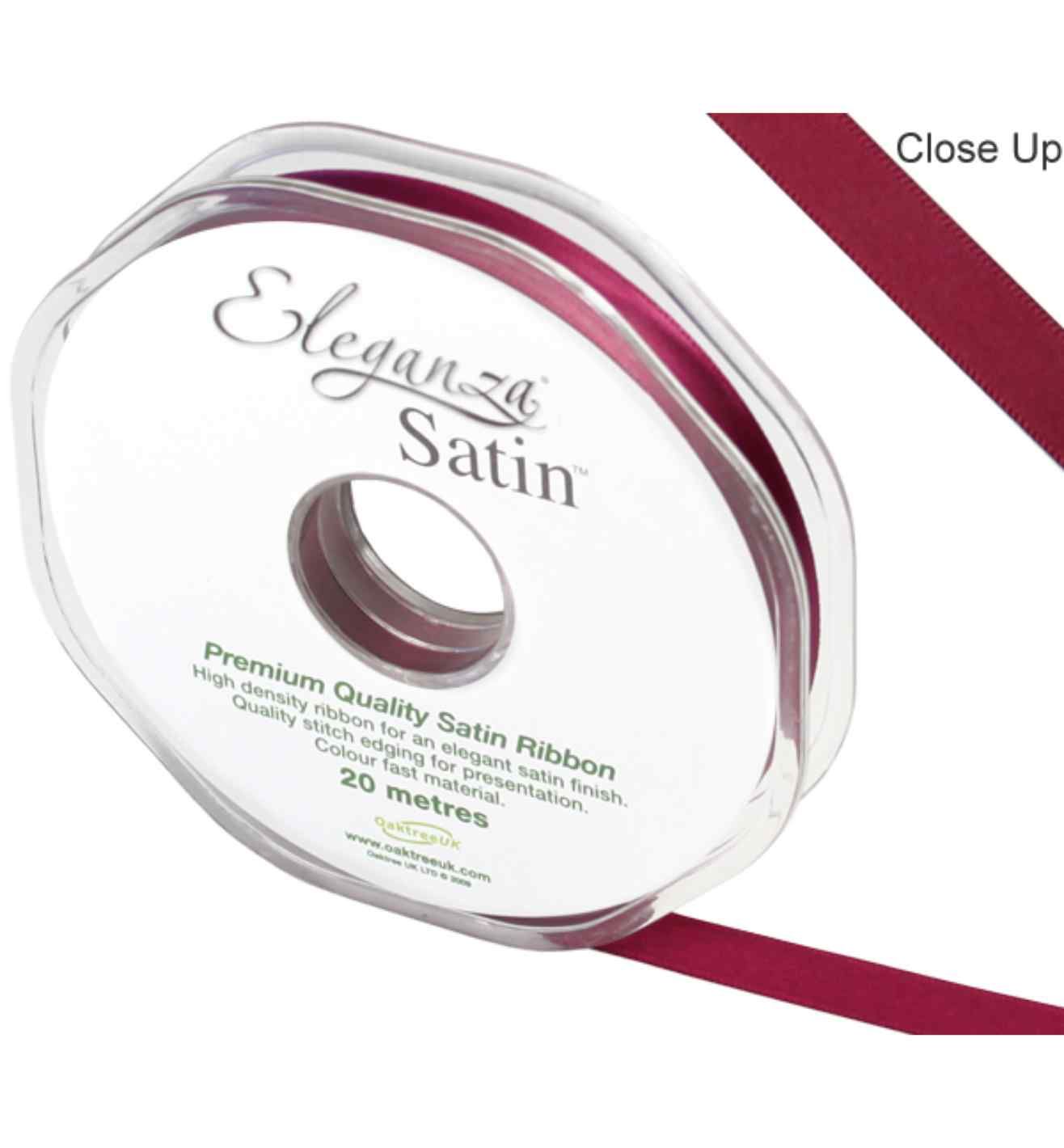 Eleganza Satin Double Faced Burgundy - 10mm x 20m