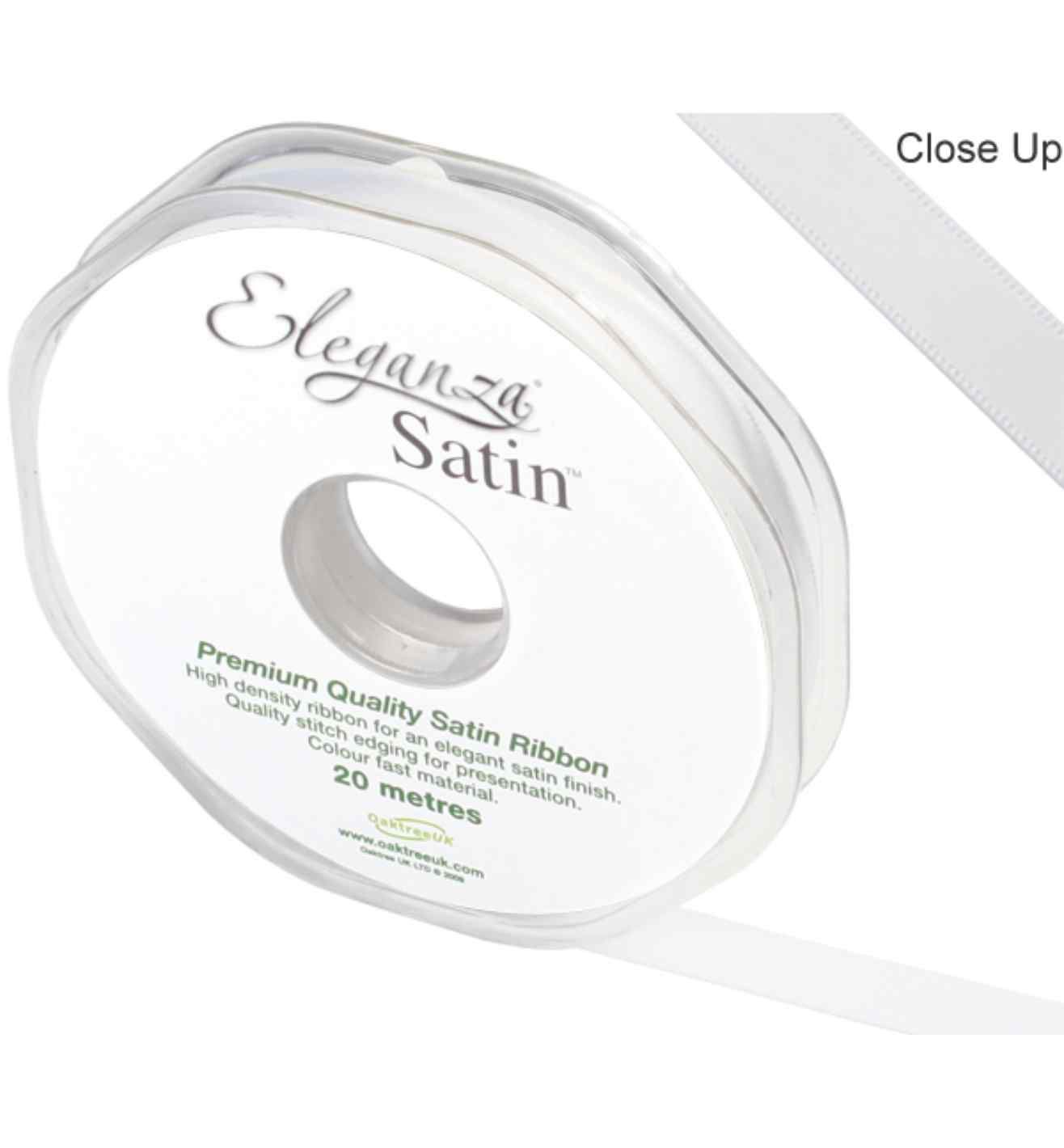 Eleganza Satin Double Faced White - 10mm x 20m