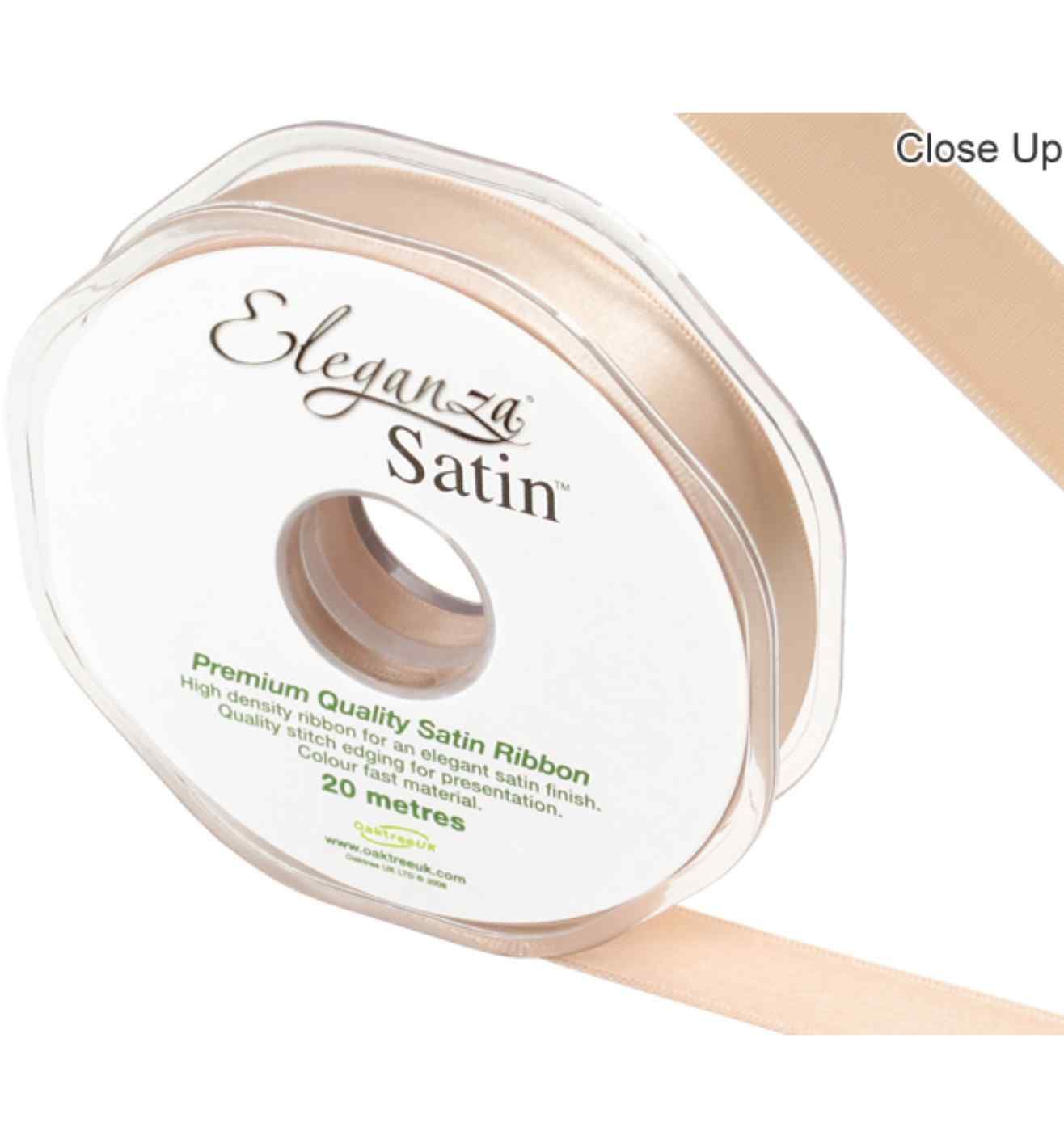Eleganza Satin Double Faced Champagne Gold - 15mm x 20m