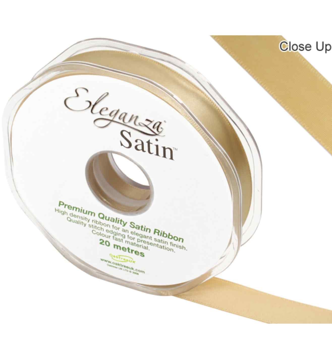 Eleganza Satin Double Faced Gold - 15mm x 20m