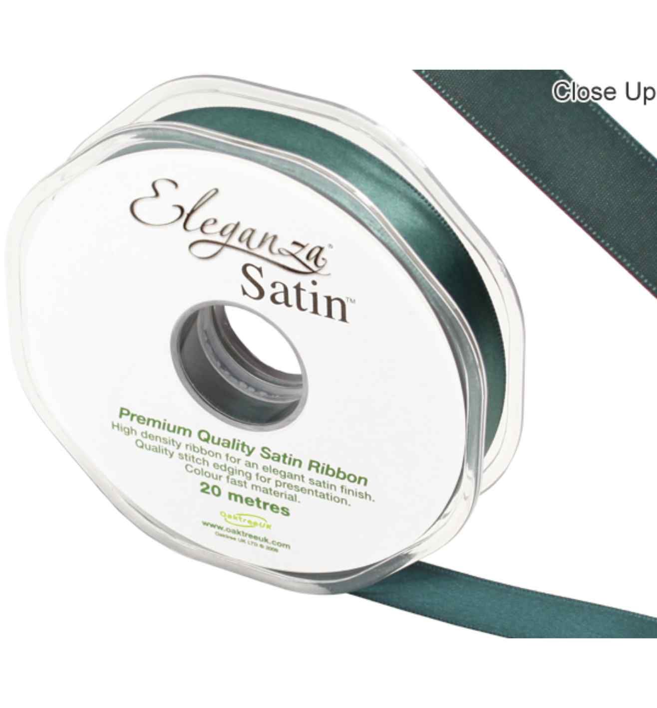 Eleganza Satin Double Faced Green - 15mm x 20m