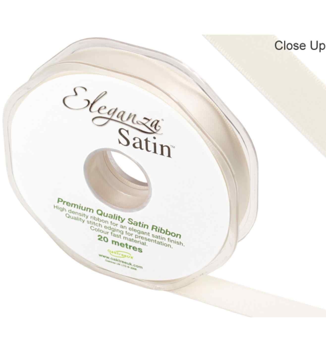 Eleganza Satin Double Faced Ivory - 15mm x 20m