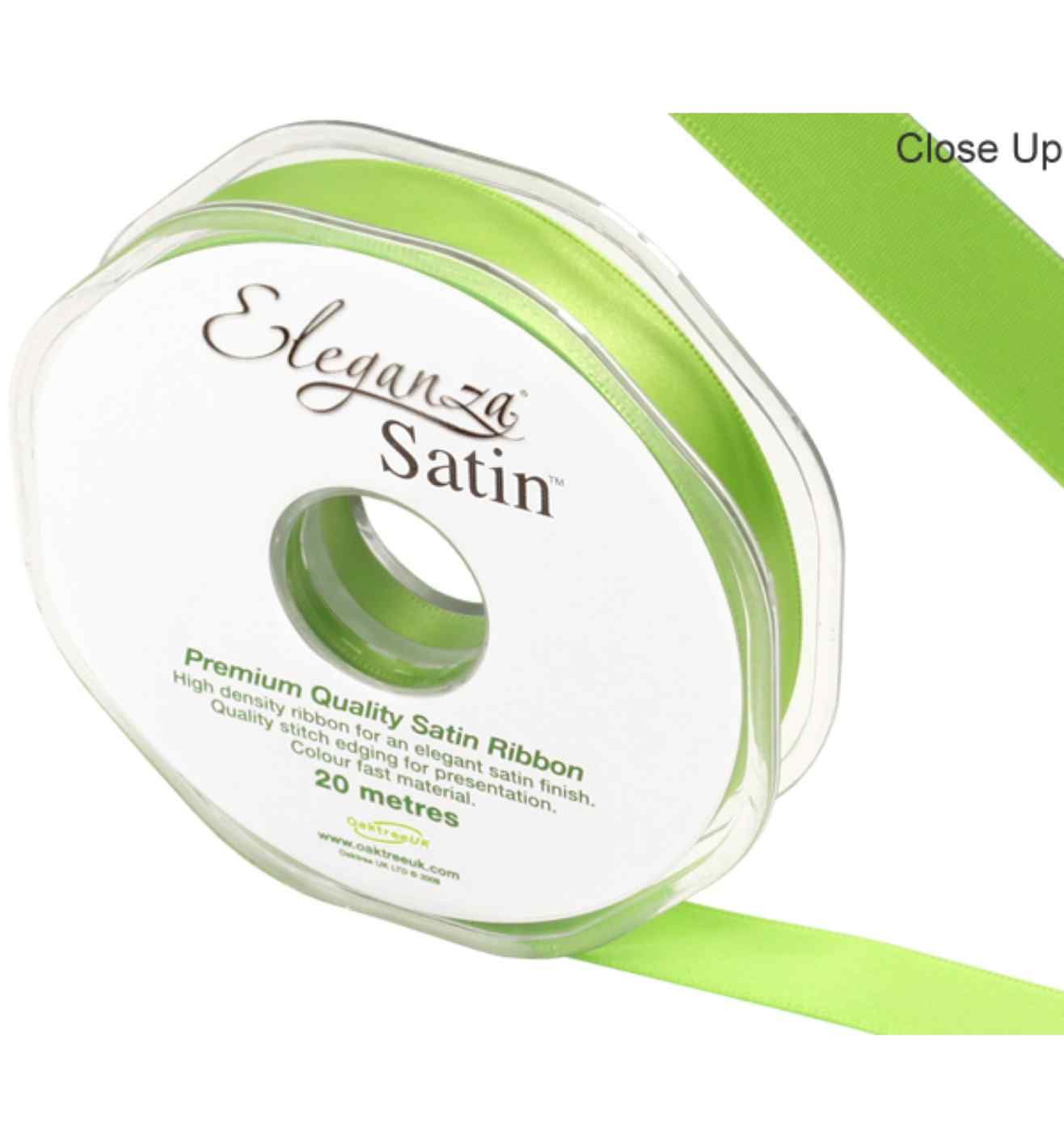 Eleganza Satin Double Faced Pistachio Green - 15mm x 20m