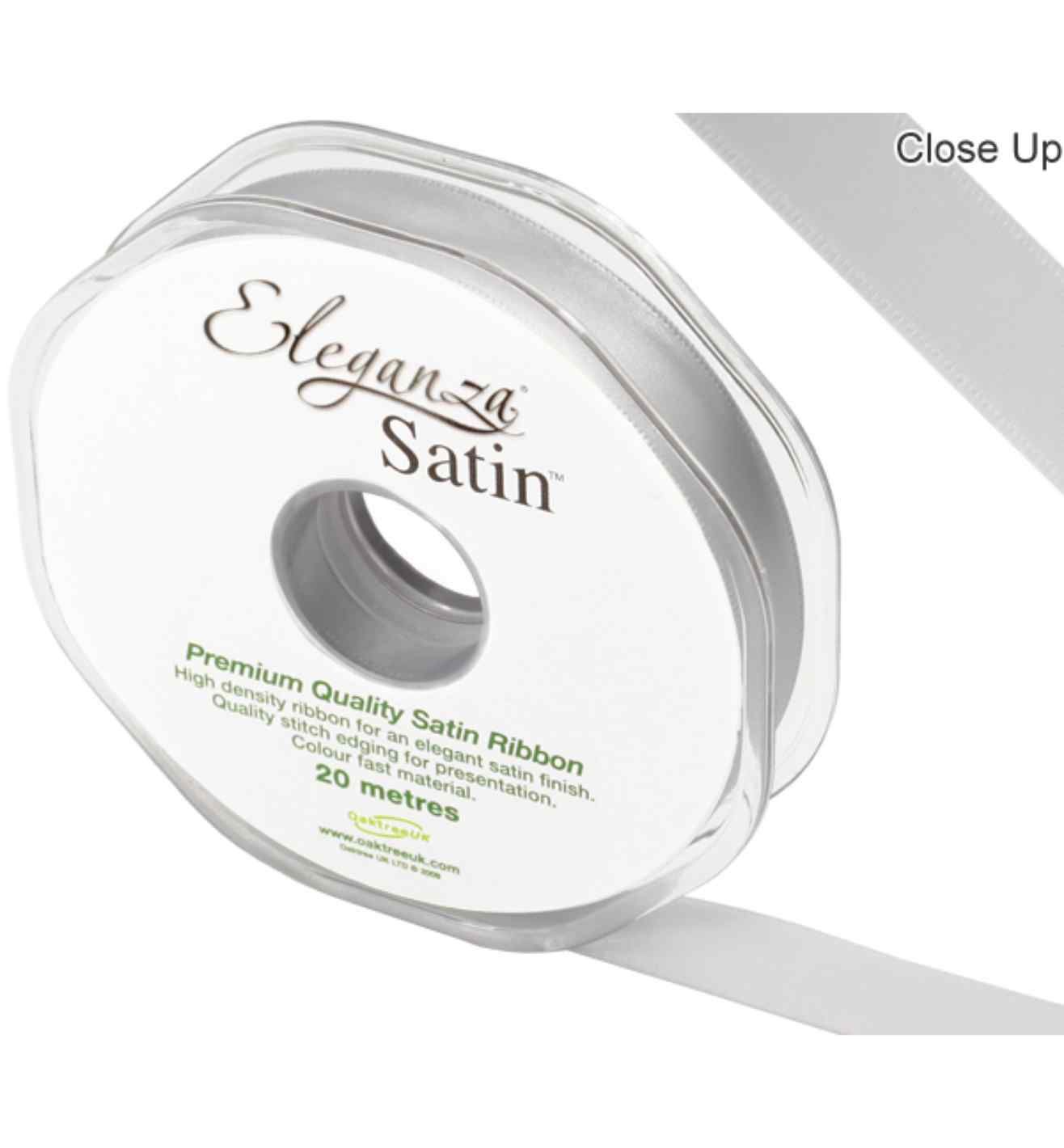 Eleganza Satin Double Faced Silver - 15mm x 20m