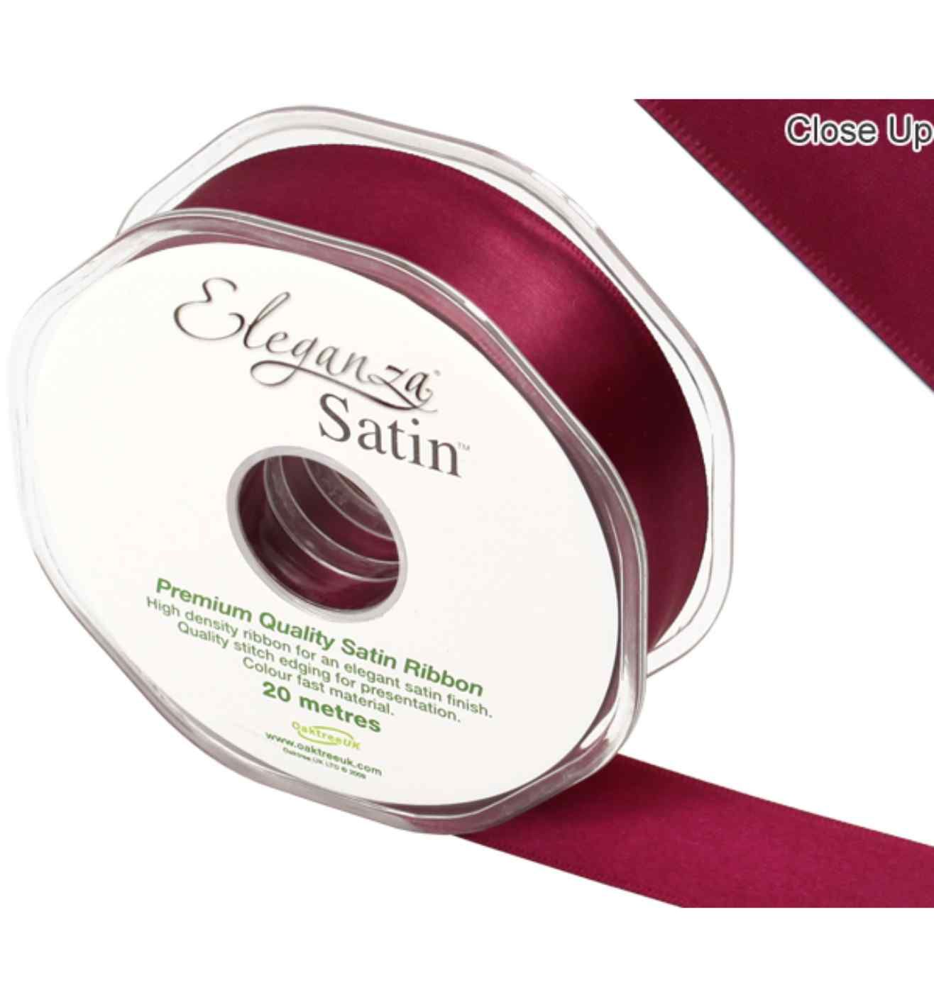 Eleganza Satin Double Faced Burgundy - 25mm x 20m