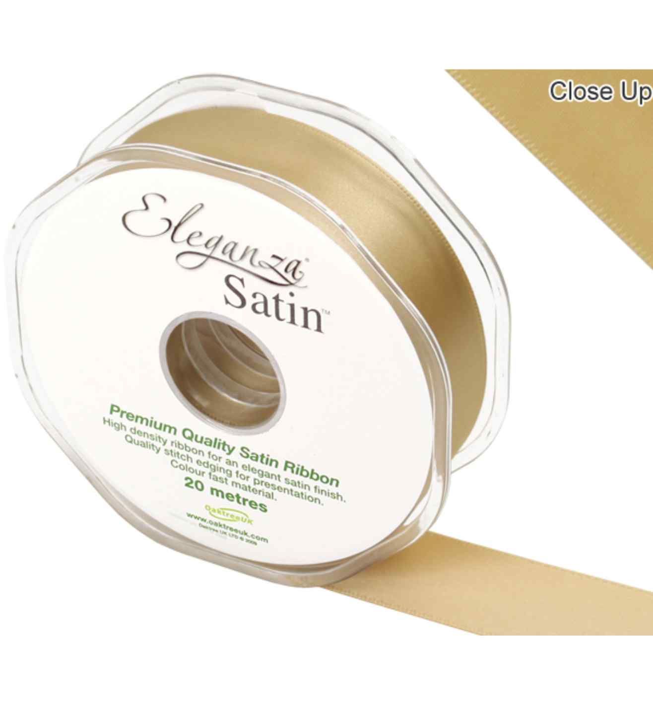 Eleganza Satin Double Faced Gold - 25mm x 20m