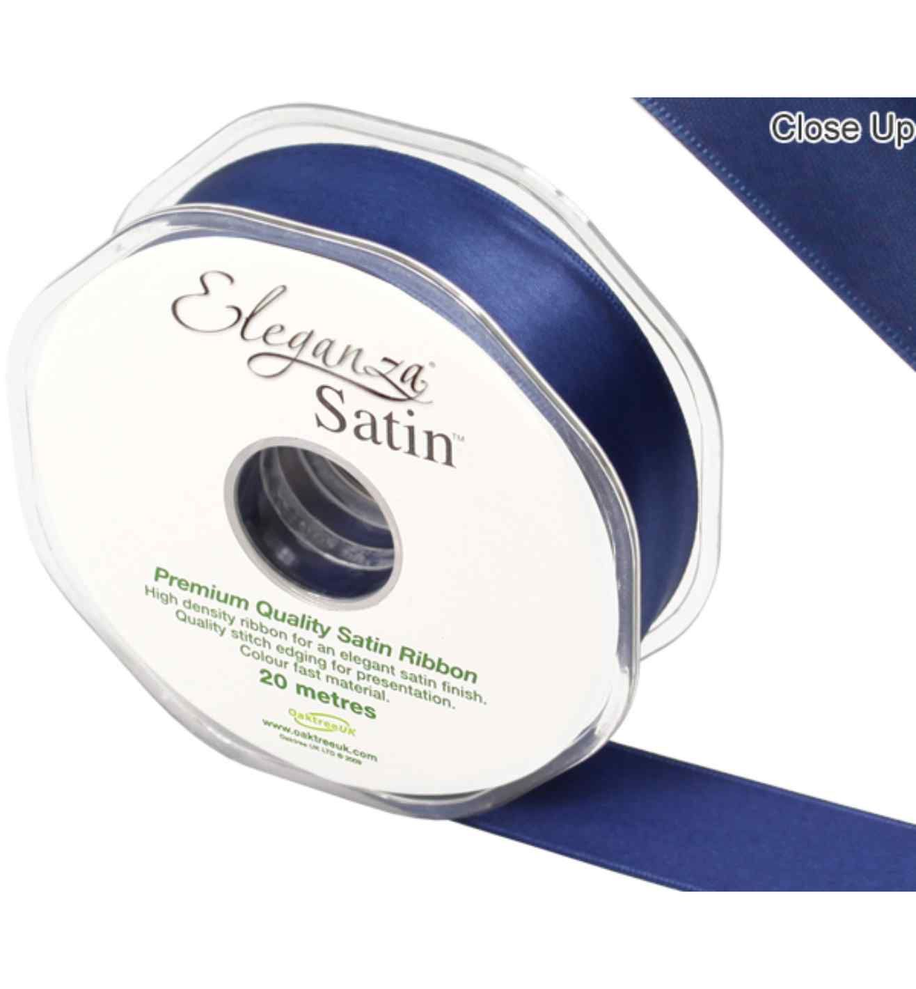 Eleganza Satin Double Faced Midnight Blue - 25mm x 20m