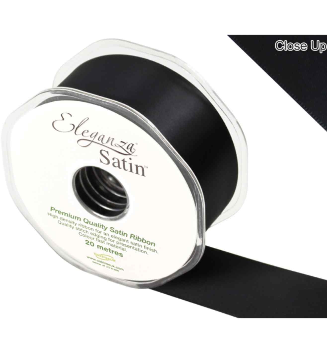Eleganza Satin Double Faced Black - 38mm x 20m