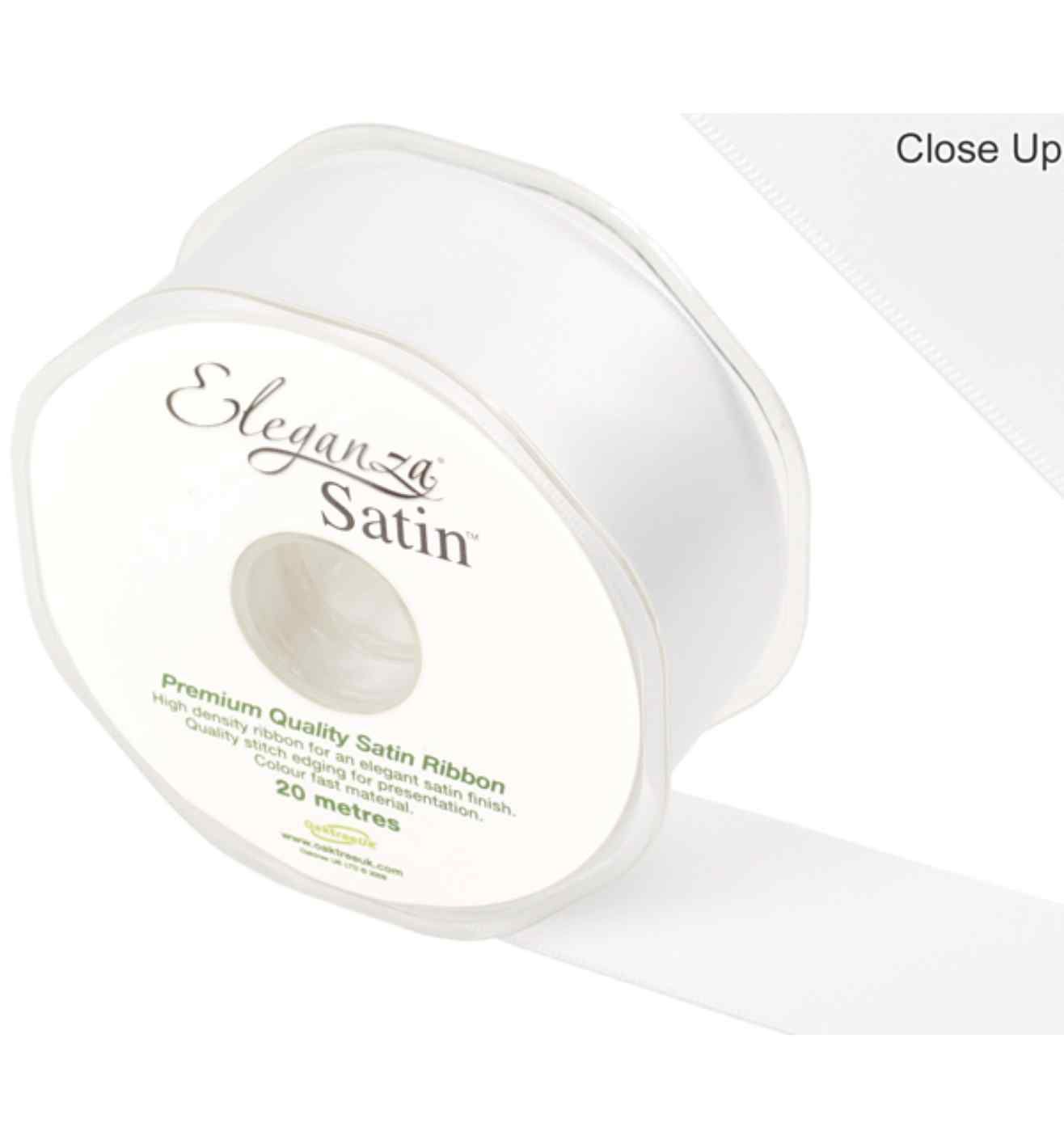 Eleganza Satin Double Faced White - 38mm x 20m