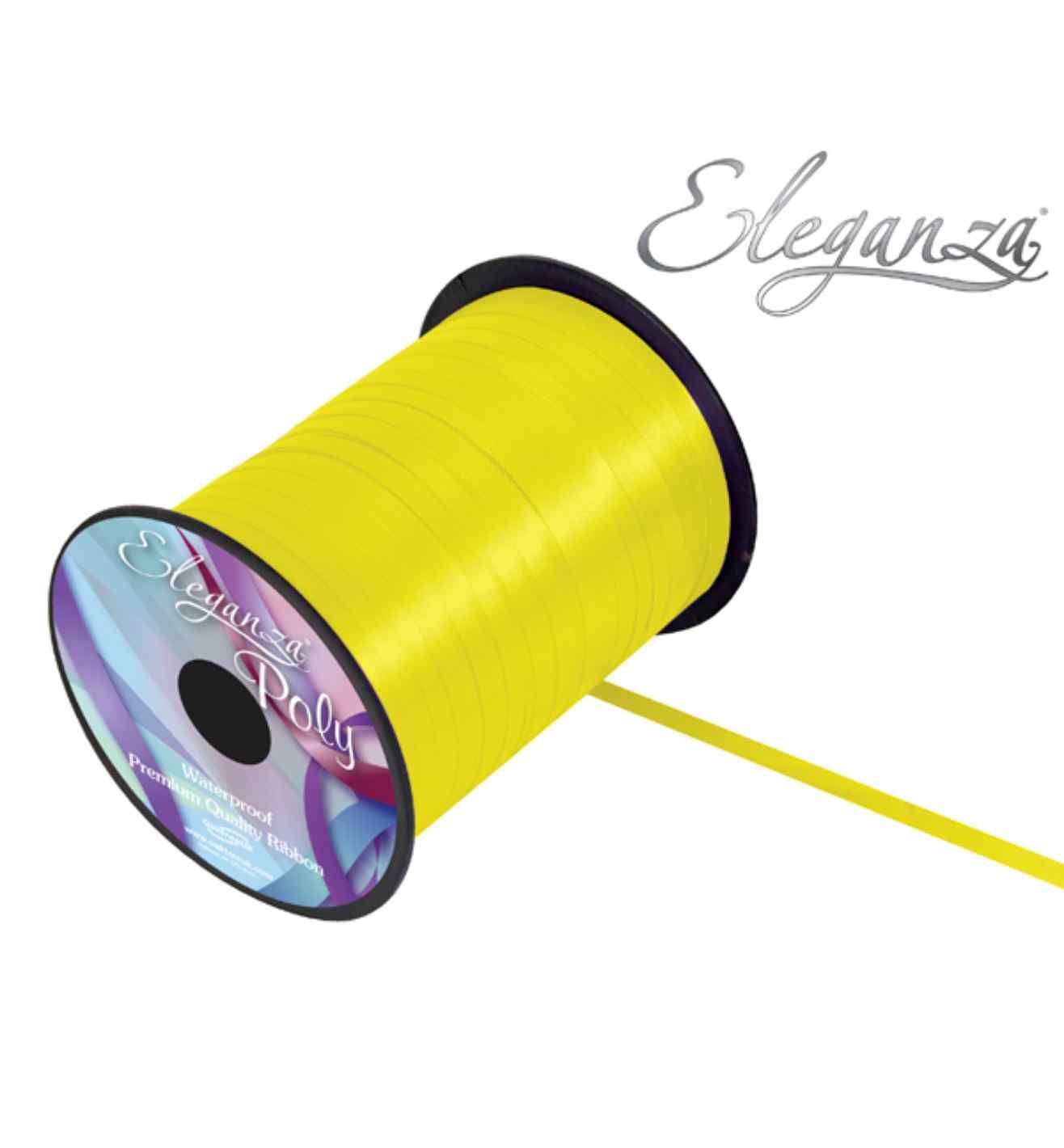 Eleganza Poly Curling Ribbon Yellow - 5mm x 500yds