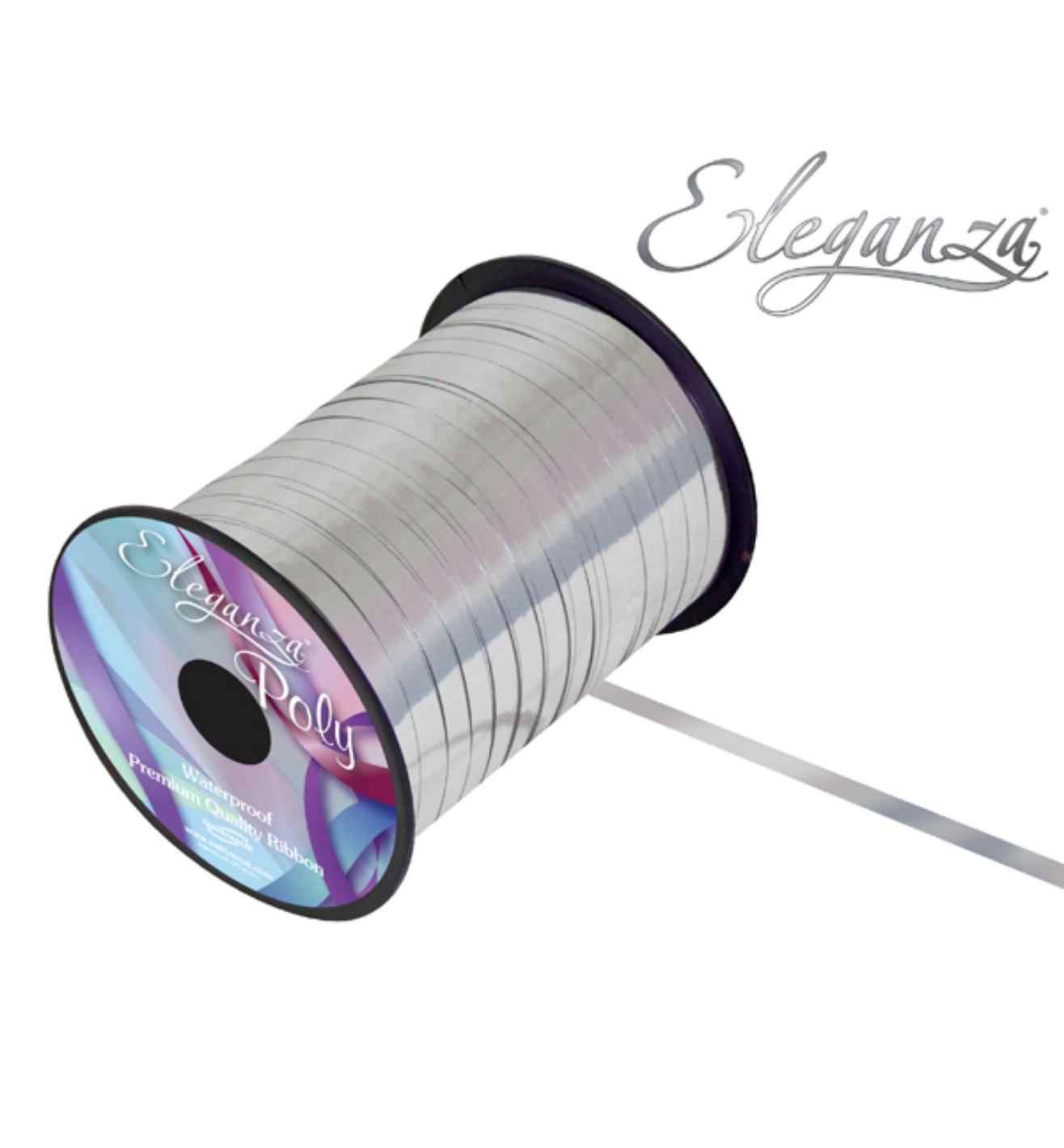 Eleganza Poly Curling Ribbon Metallic Silver - 5mm x 250yds