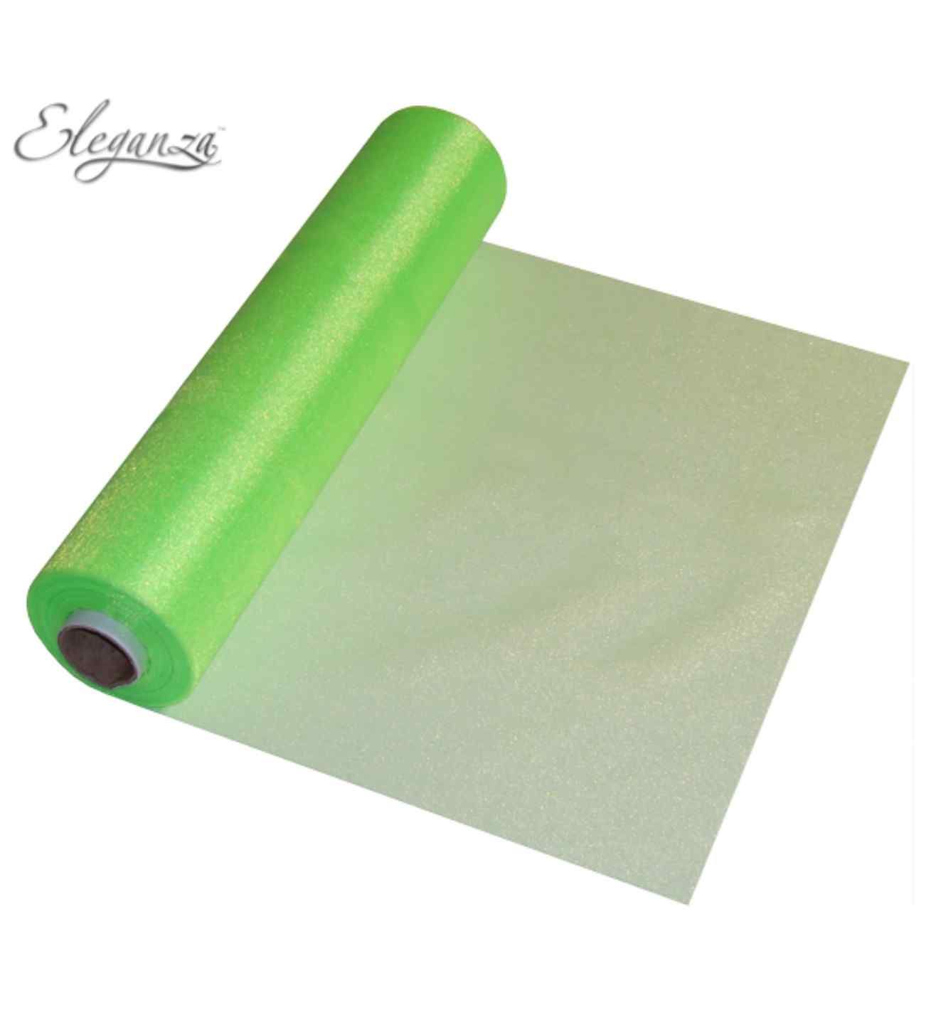 Eleganza Soft Sheer Organza Lime Green - 29cm x 25m