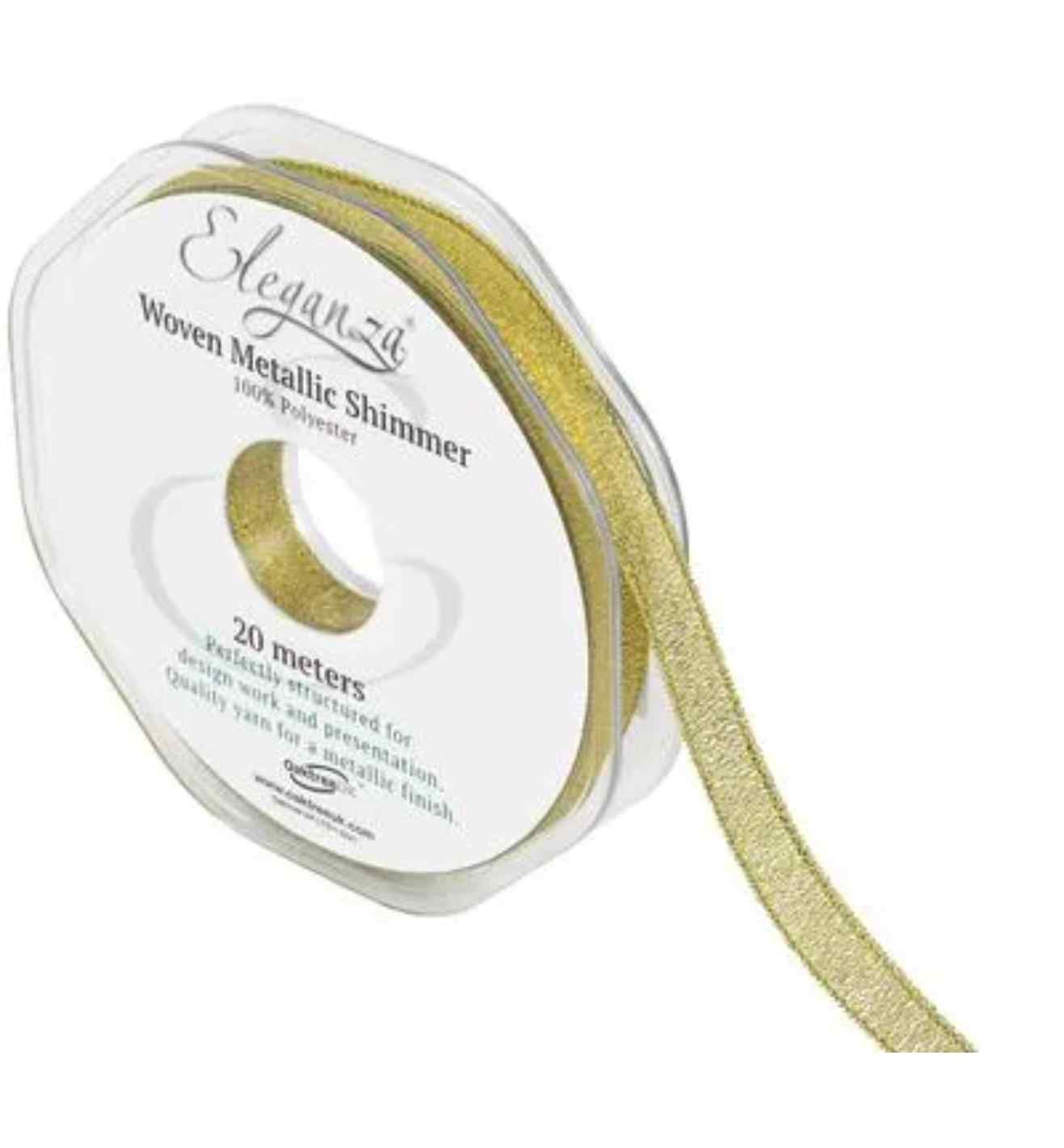 Woven Metallic Shimmer 10mm x 20m Gold