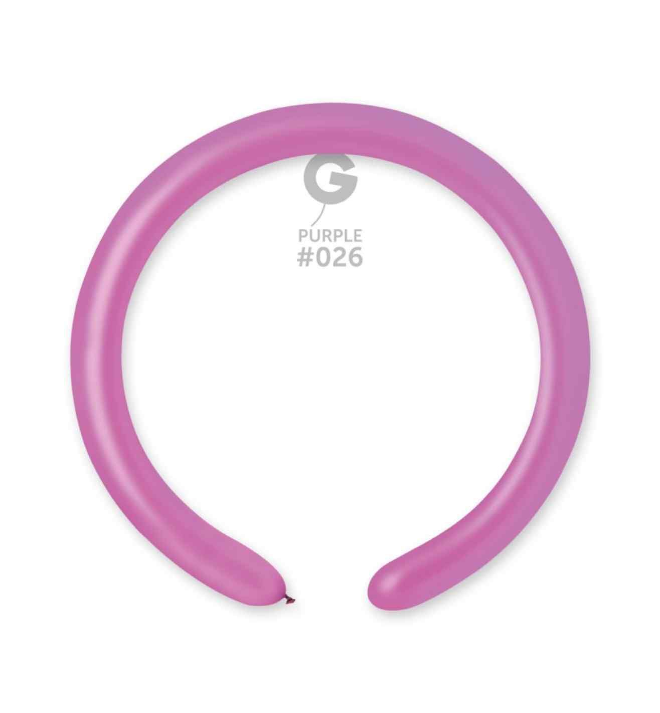 2" Gemar Neon Purple Modelling Balloon 100ct