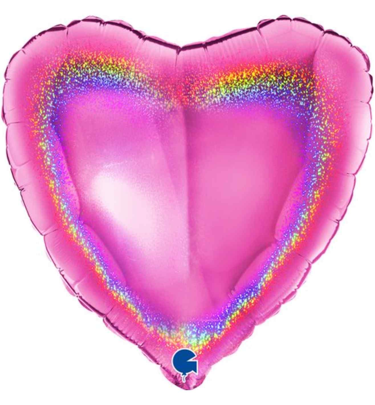 18" Grabo Glitter Holographic Fuxia Heart
