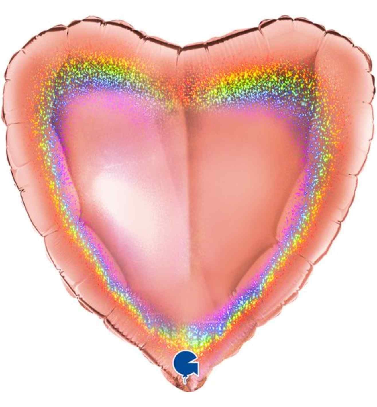18" Grabo Glitter Holographic Rose Gold Heart