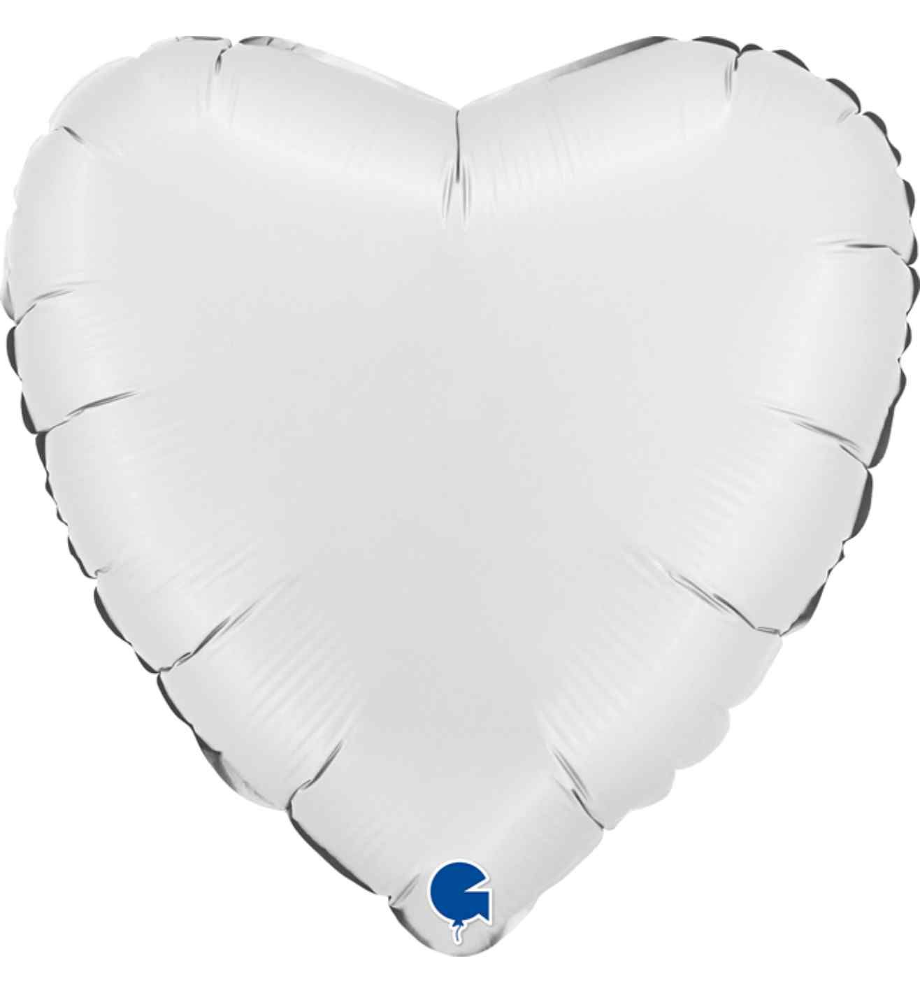 18" Grabo Foil Heart Satin White