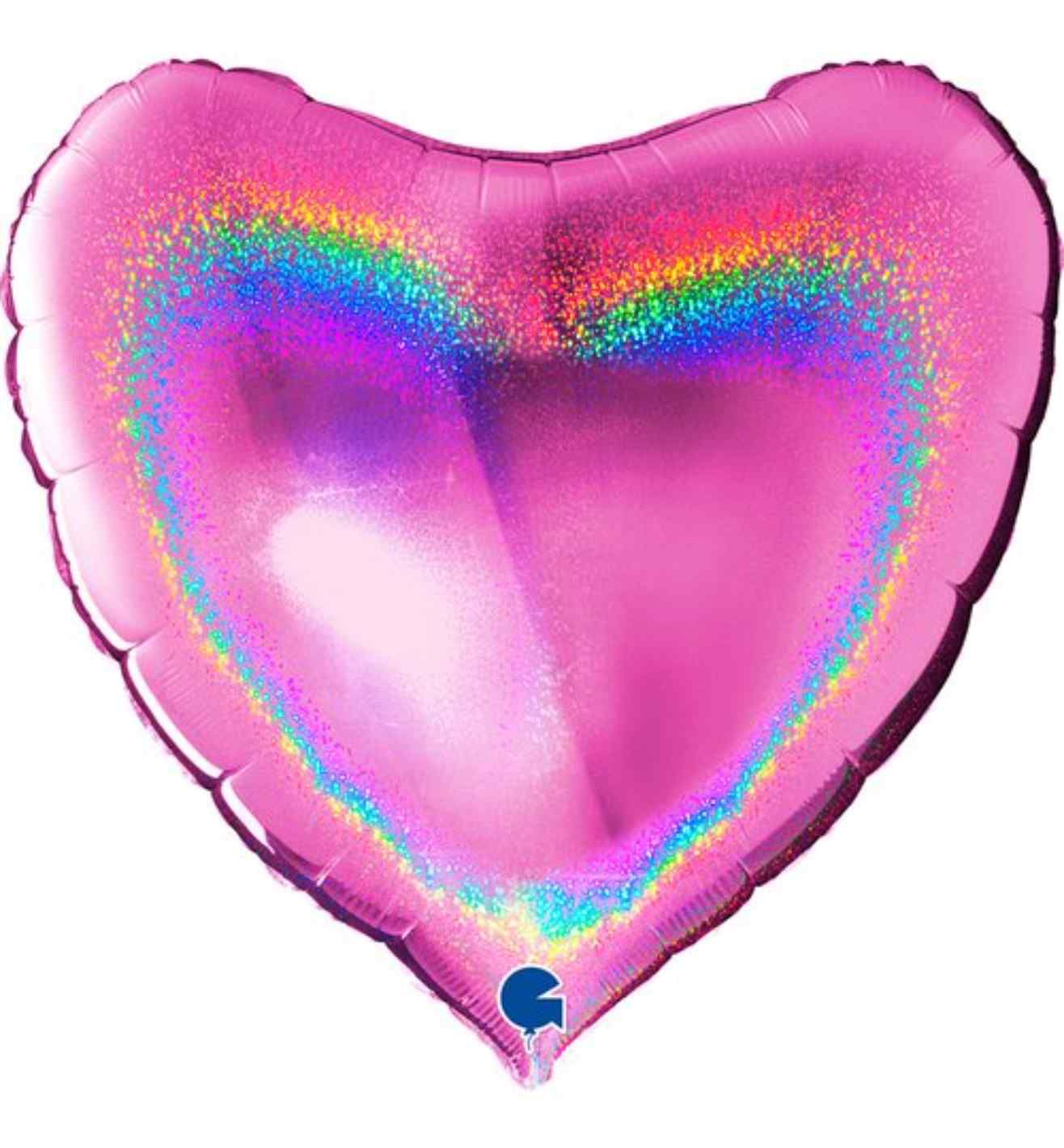 36" Grabo Glitter Holographic Fuxia Heart