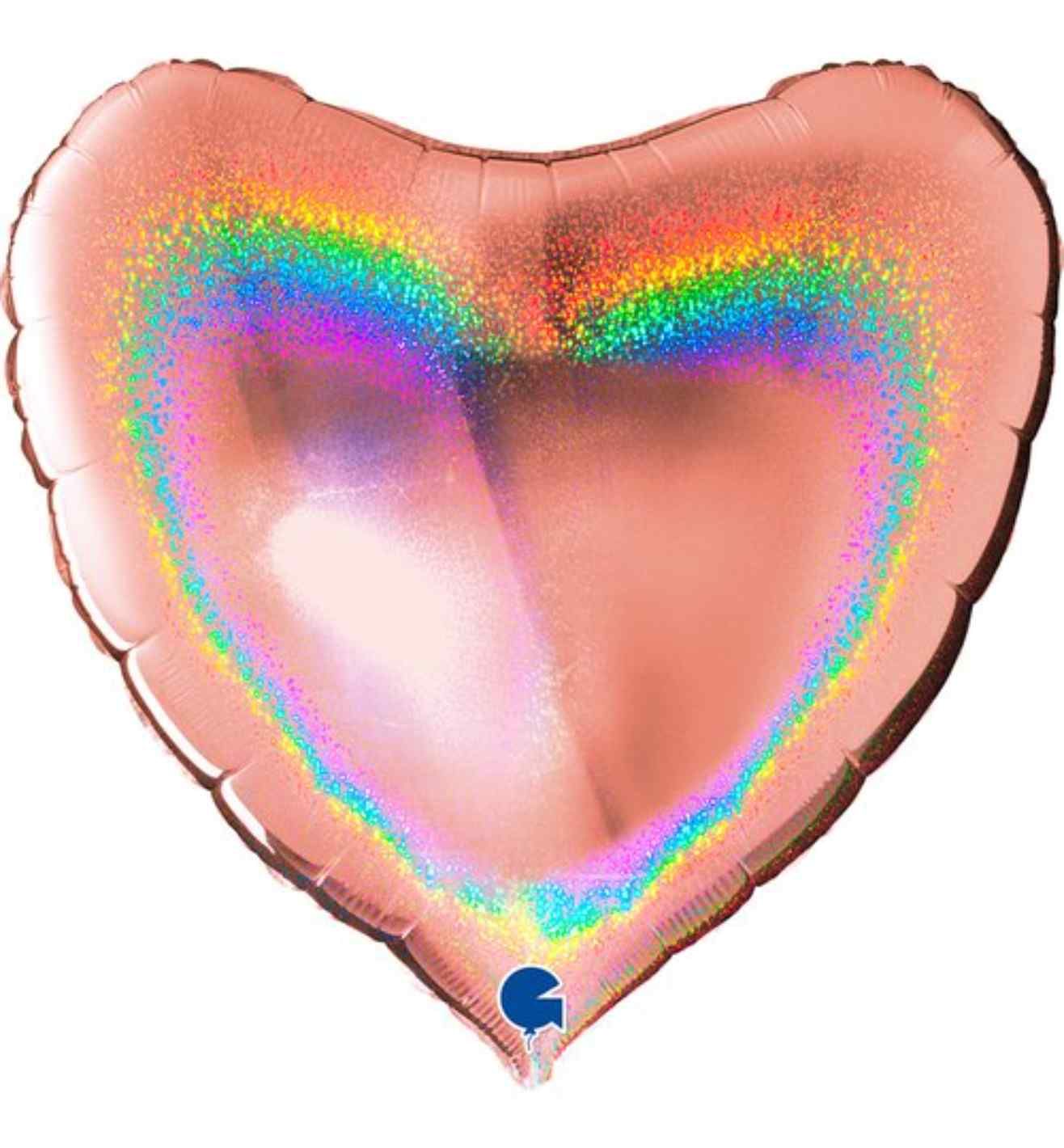 36" Grabo Glitter Holographic Rose Gold Heart