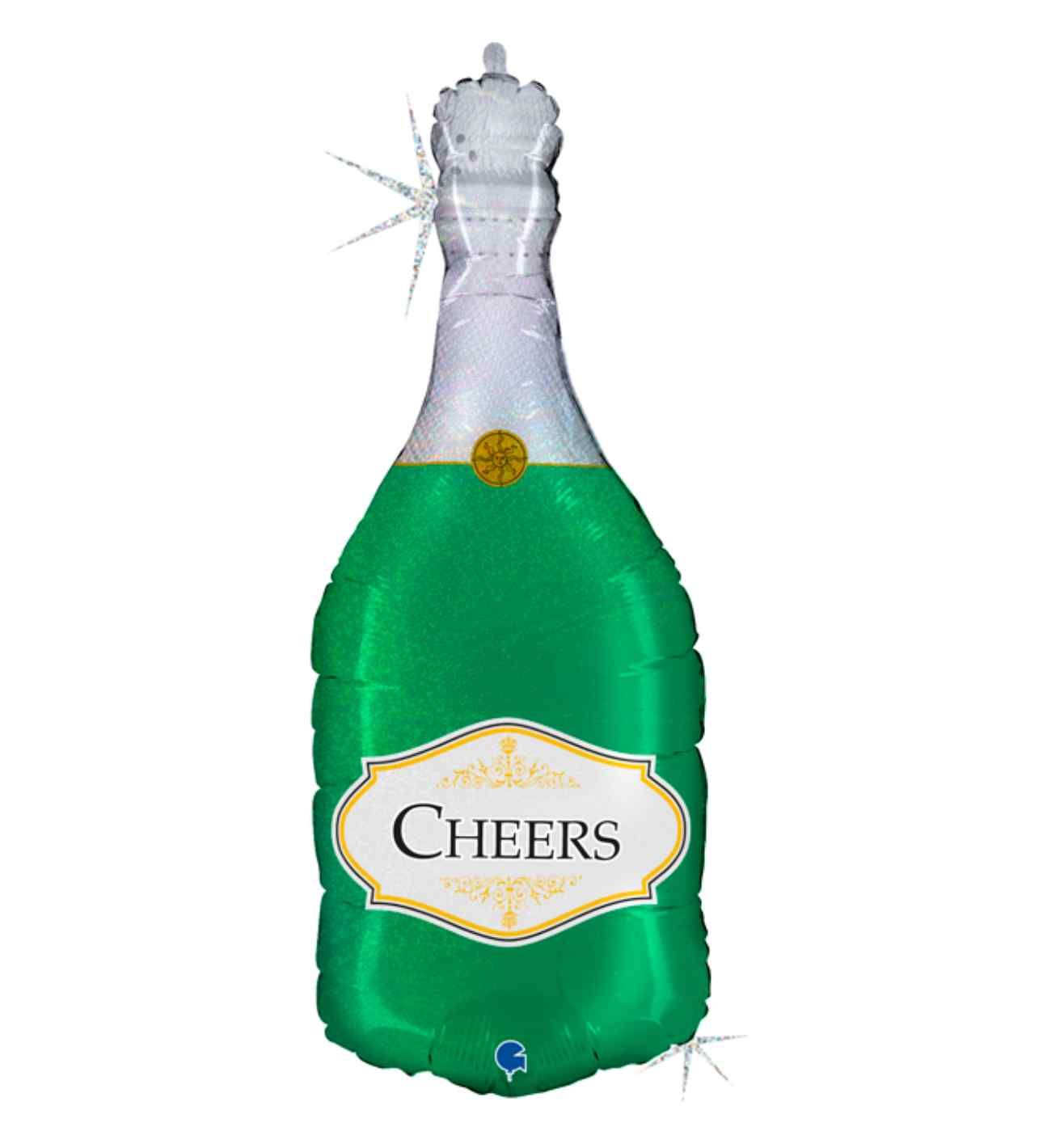 36" Grabo Glitter Holographic Cheers Bottle Supershape