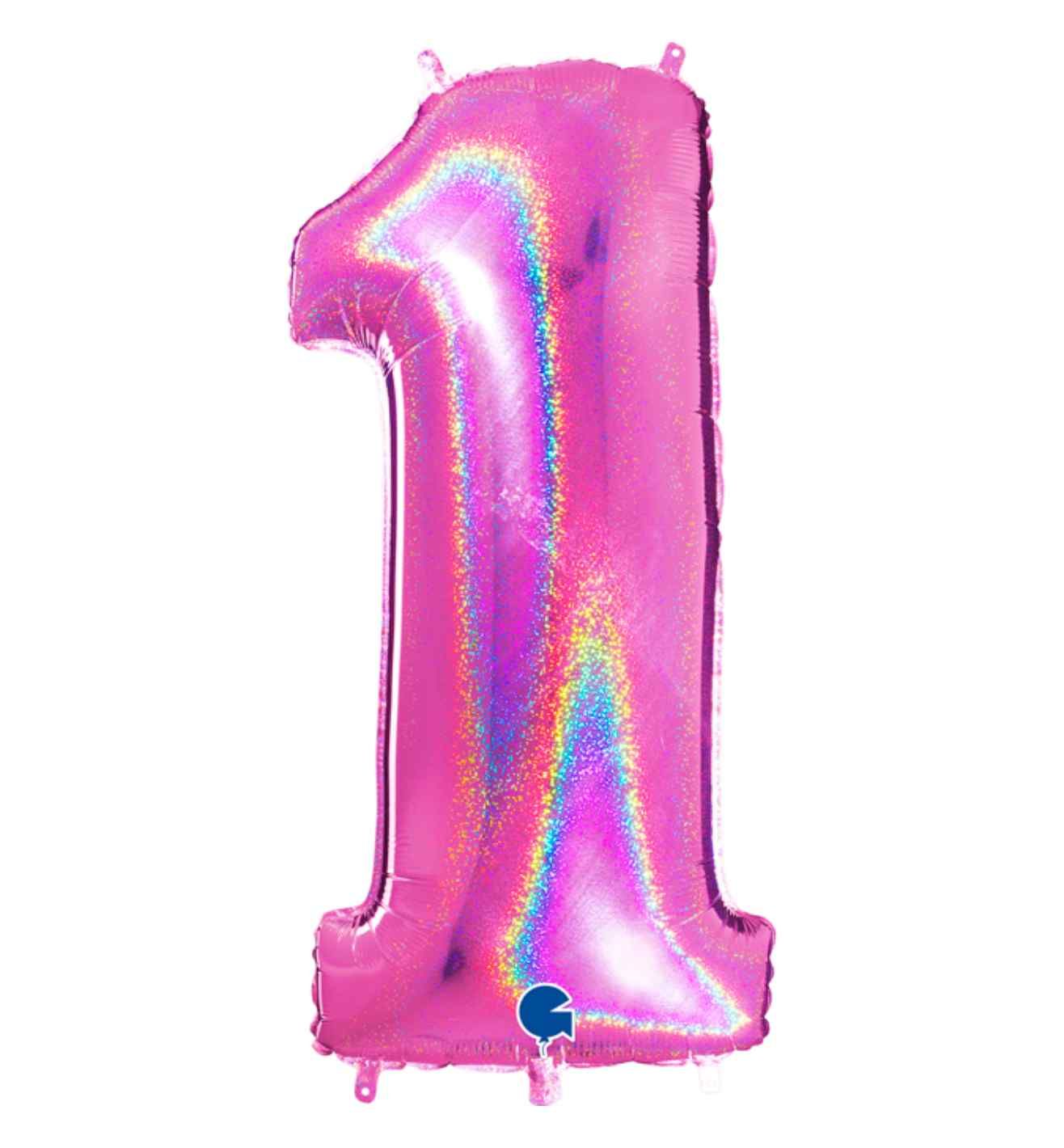40" Grabo Glitter Holographic Fuxia Number 1
