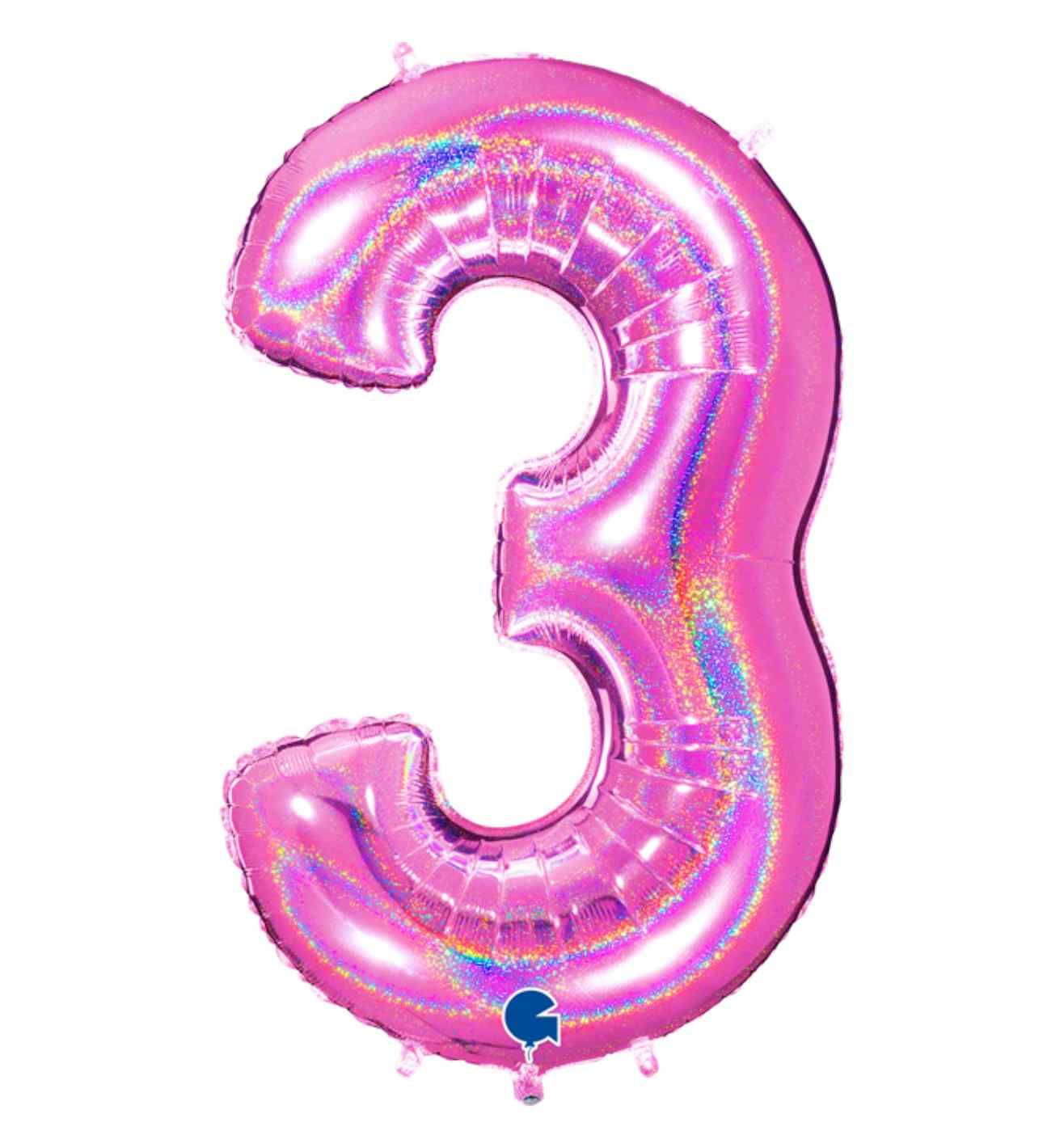 40" Grabo Glitter Holographic Fuxia Number 3
