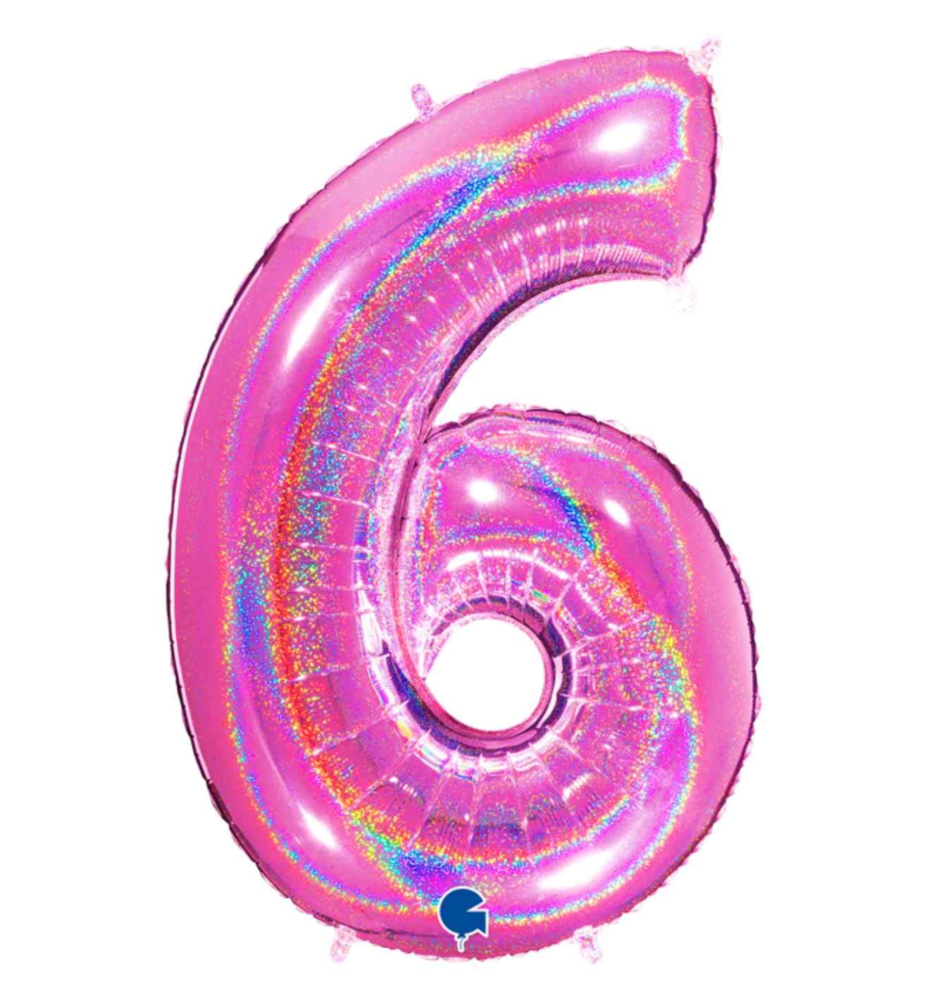 40" Grabo Glitter Holographic Fuxia Number 6