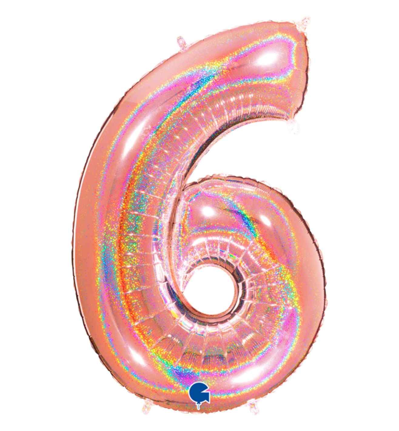 40" Grabo Glitter Holographic Rose Gold Number 6