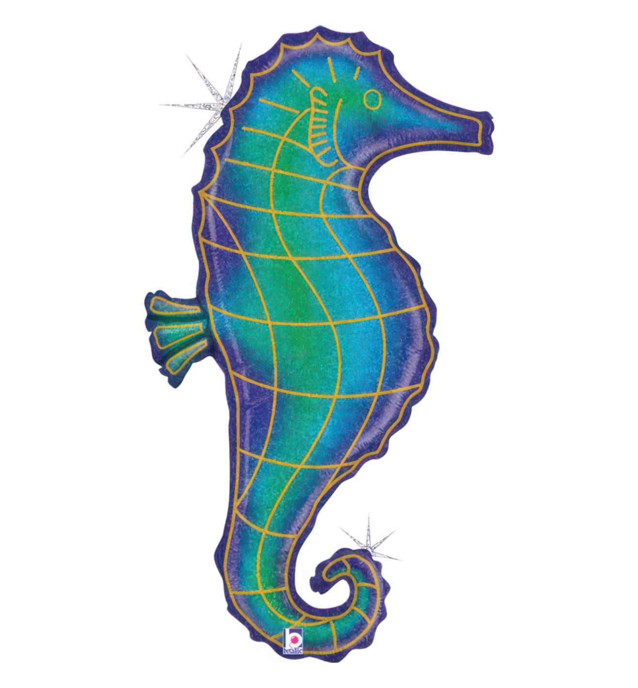 36" Betallic Glitter Seahorse Shape