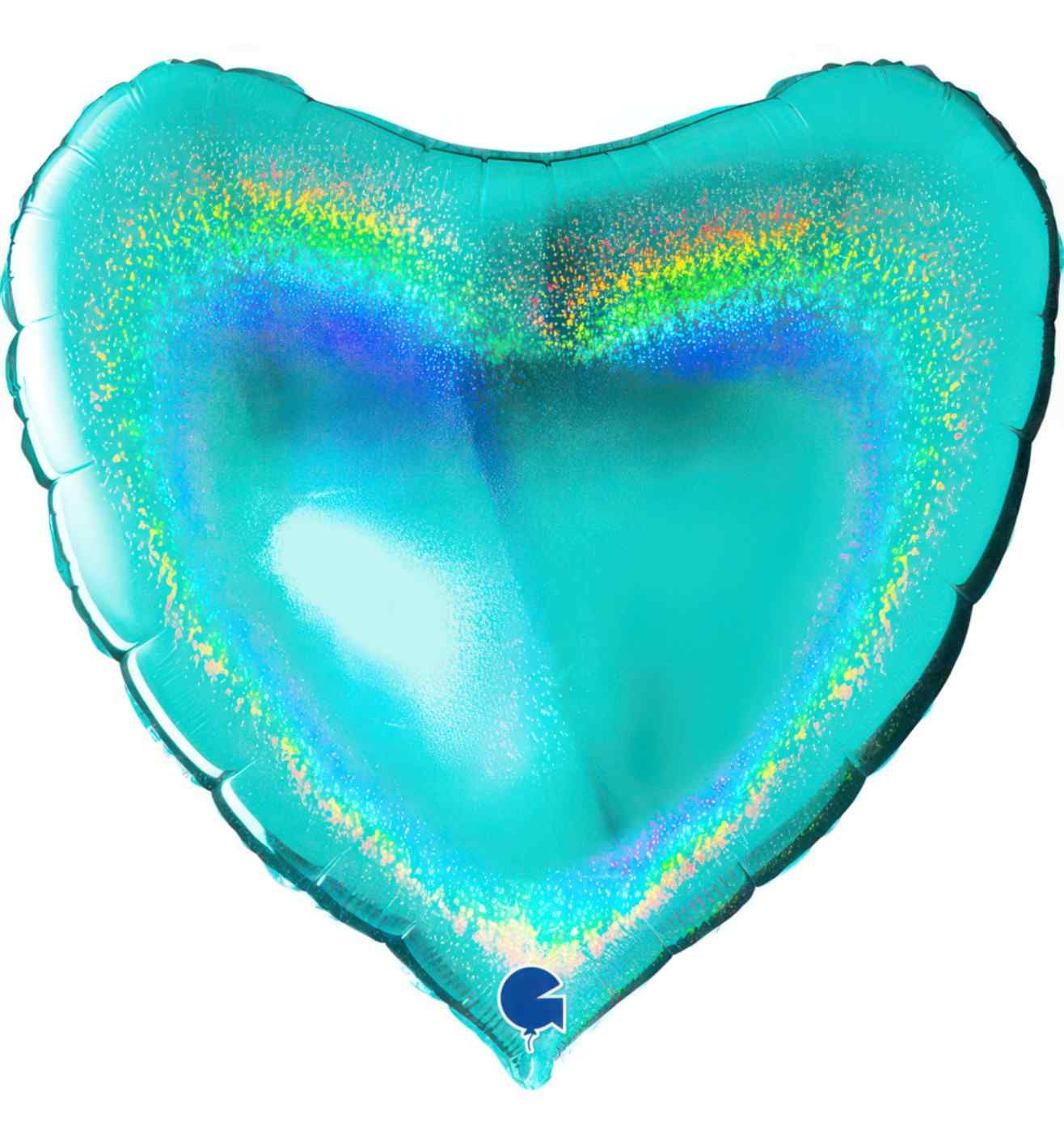 36" Grabo Glitter Holographic Tiffany Heart Foil Balloon