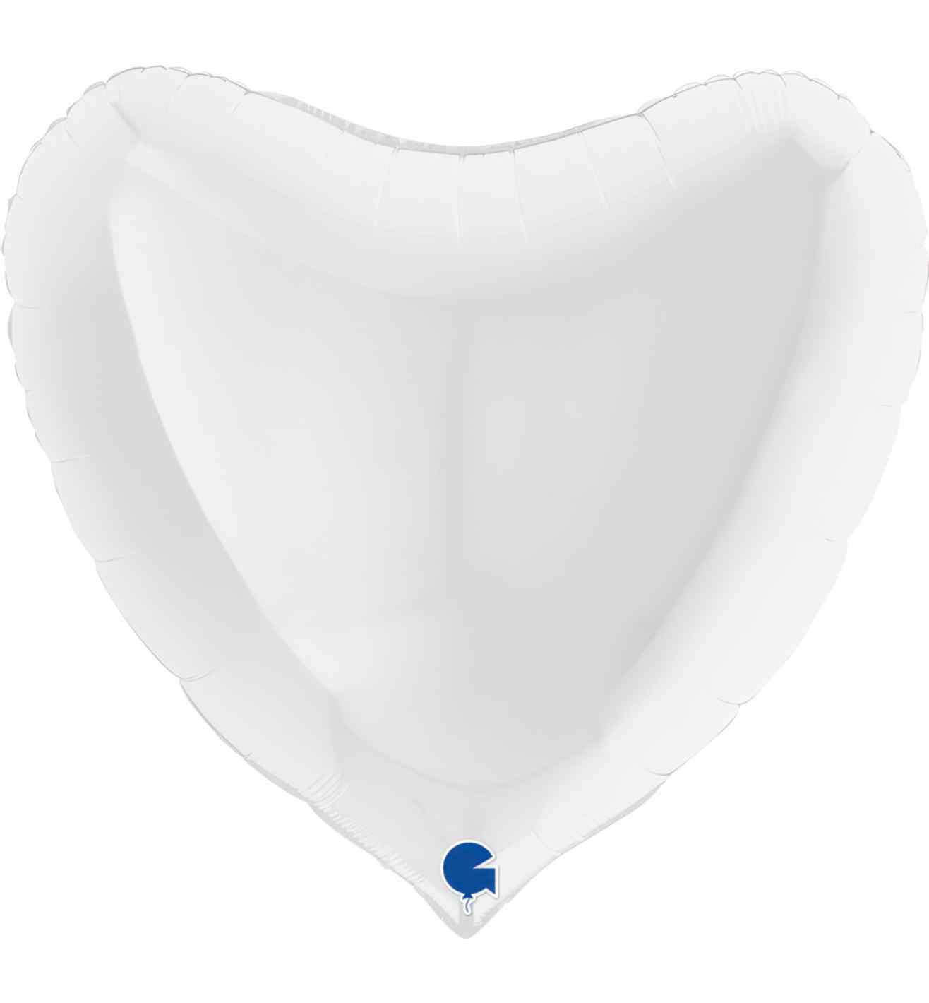 36" Grabo White Heart Foil Balloon