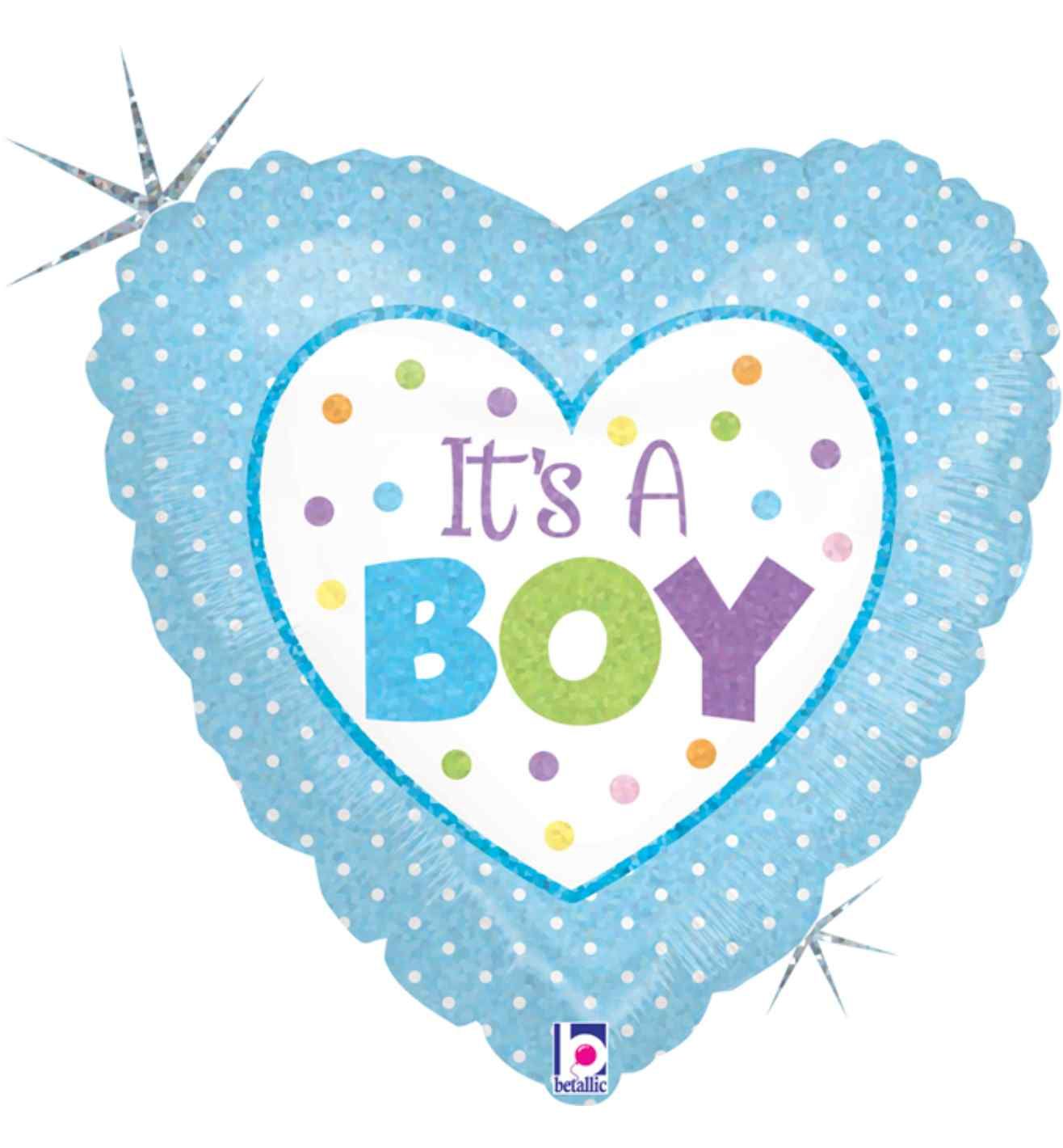 18" Betallic Baby Boy Dots Foil Balloon