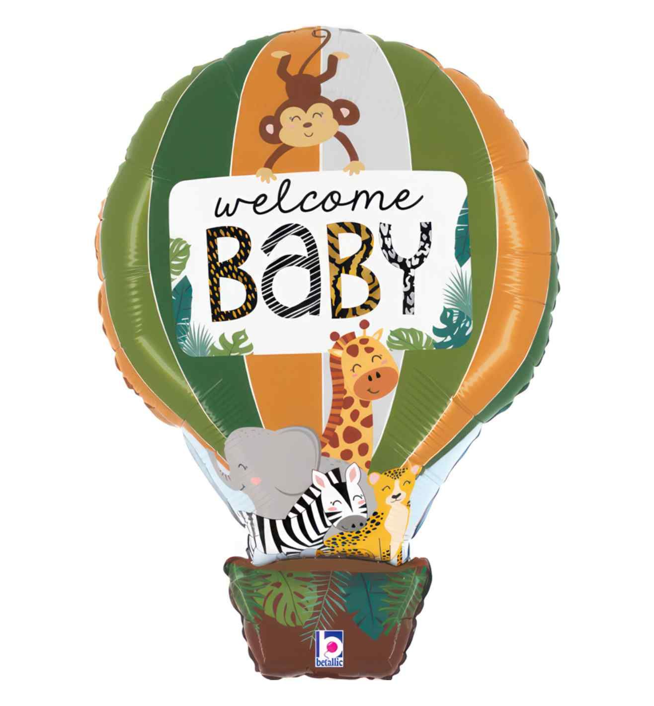 30" Jungle Animals Welcome Baby Foil Balloon