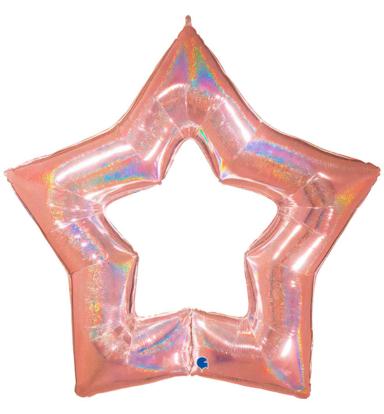 48" Grabo Linky Star Glitter Rose Gold Holographic Shape