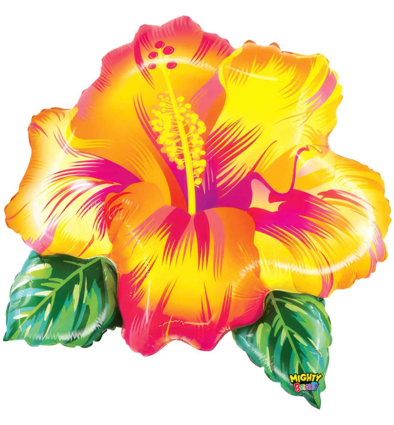 31" Betallic Mighty Tropical Flower Yellow Foil Balloon