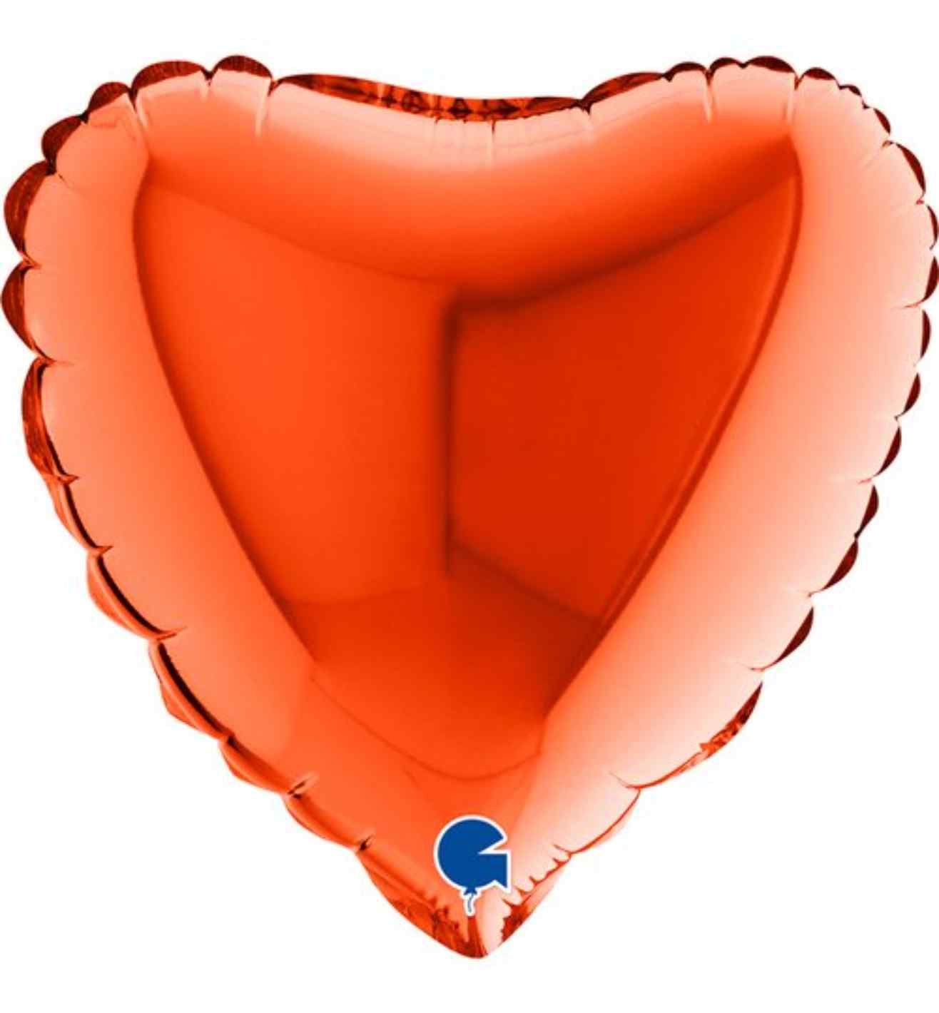 9" Grabo Heart Orange Foil