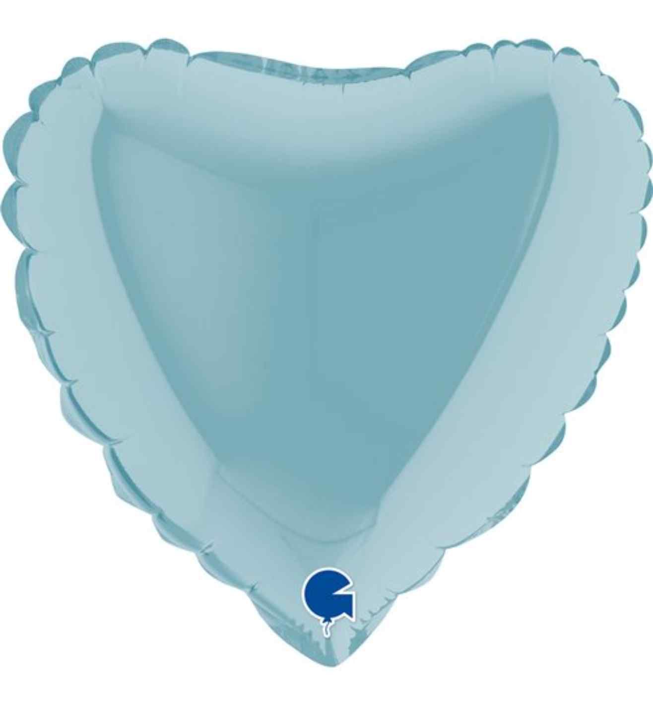 9" Grabo Heart Pastel Blue Foil