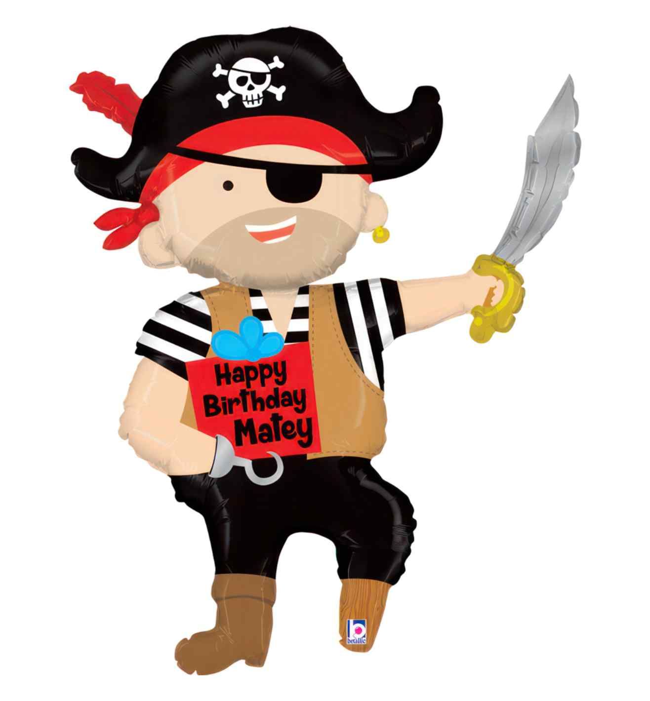 44" Betallic Pirate Birthday Foil Balloon