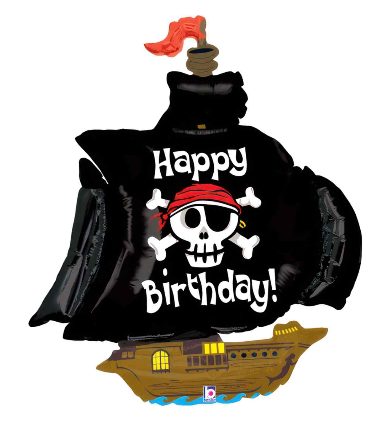 34" Grabo Pirate Ship Birthday Foil Balloon