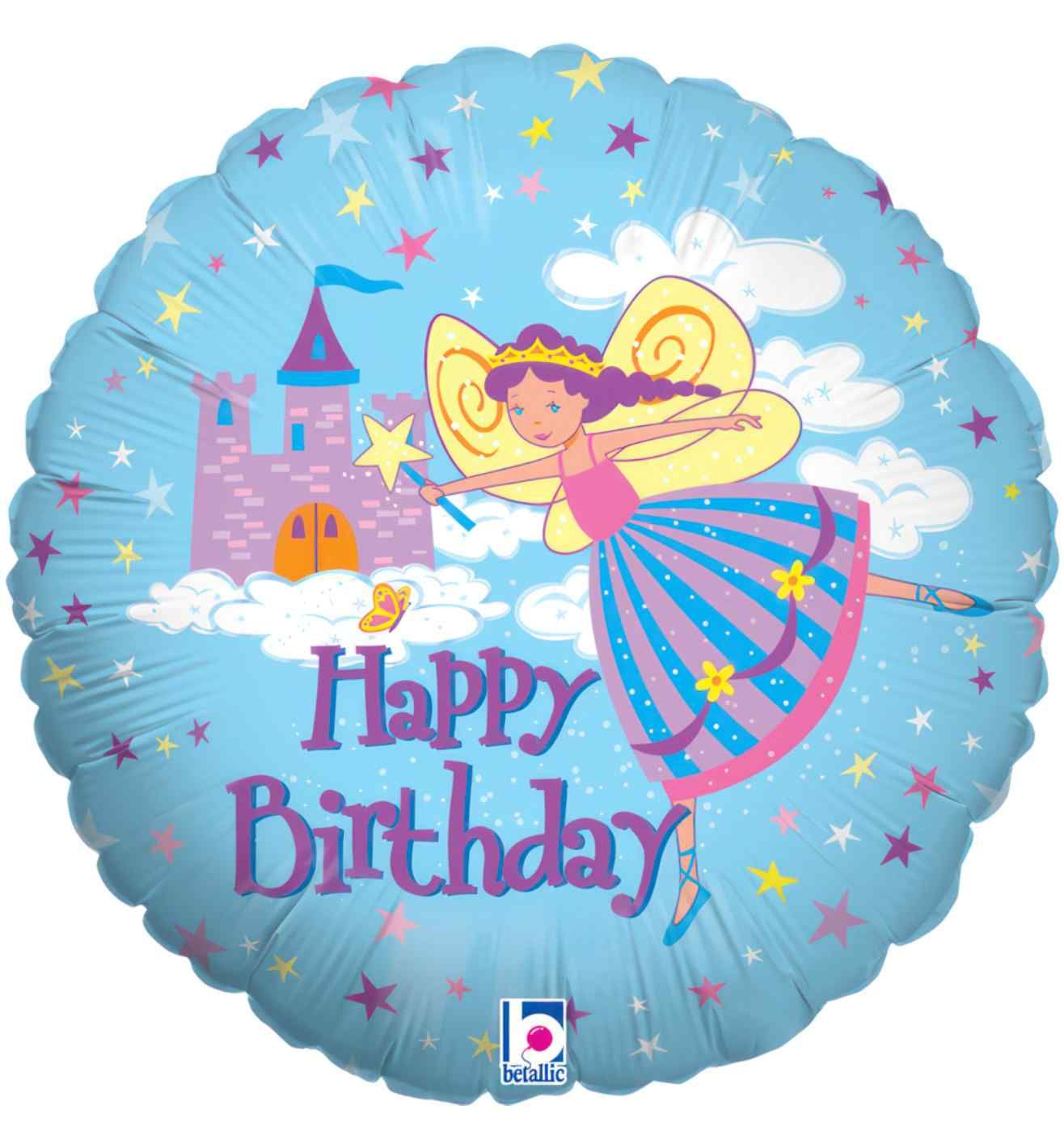 18" Betallic Fairy Princess Birthday Foil Balloon