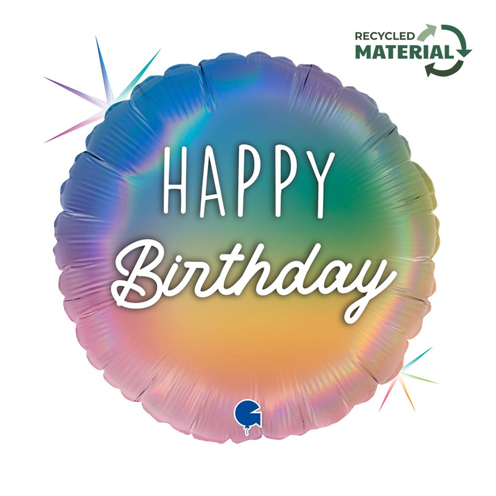 18" Grabo Happy Birthday Colourful Rainbow Foil Balloon