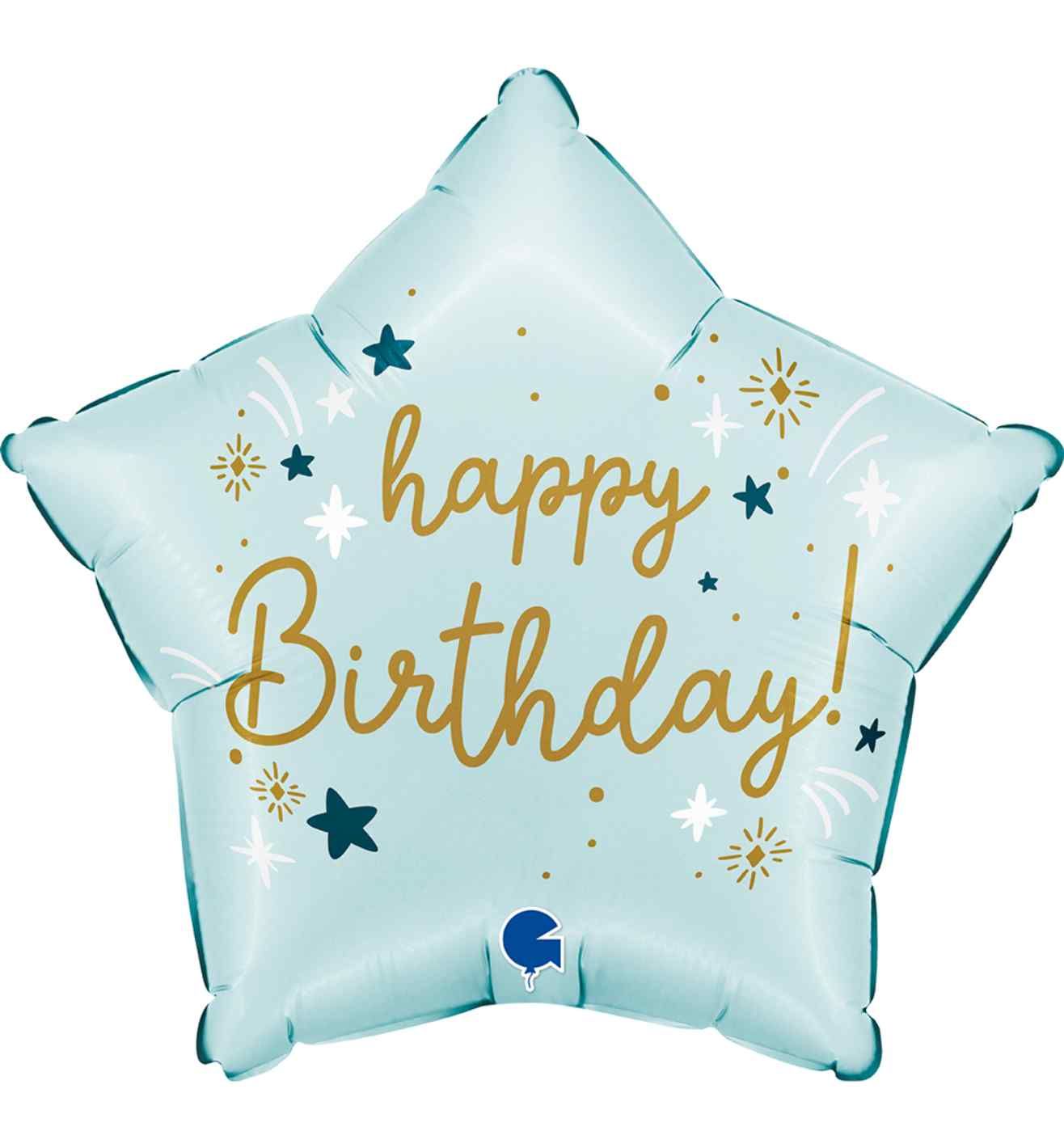 18" Grabo Blue Birthday Star Foil Balloon