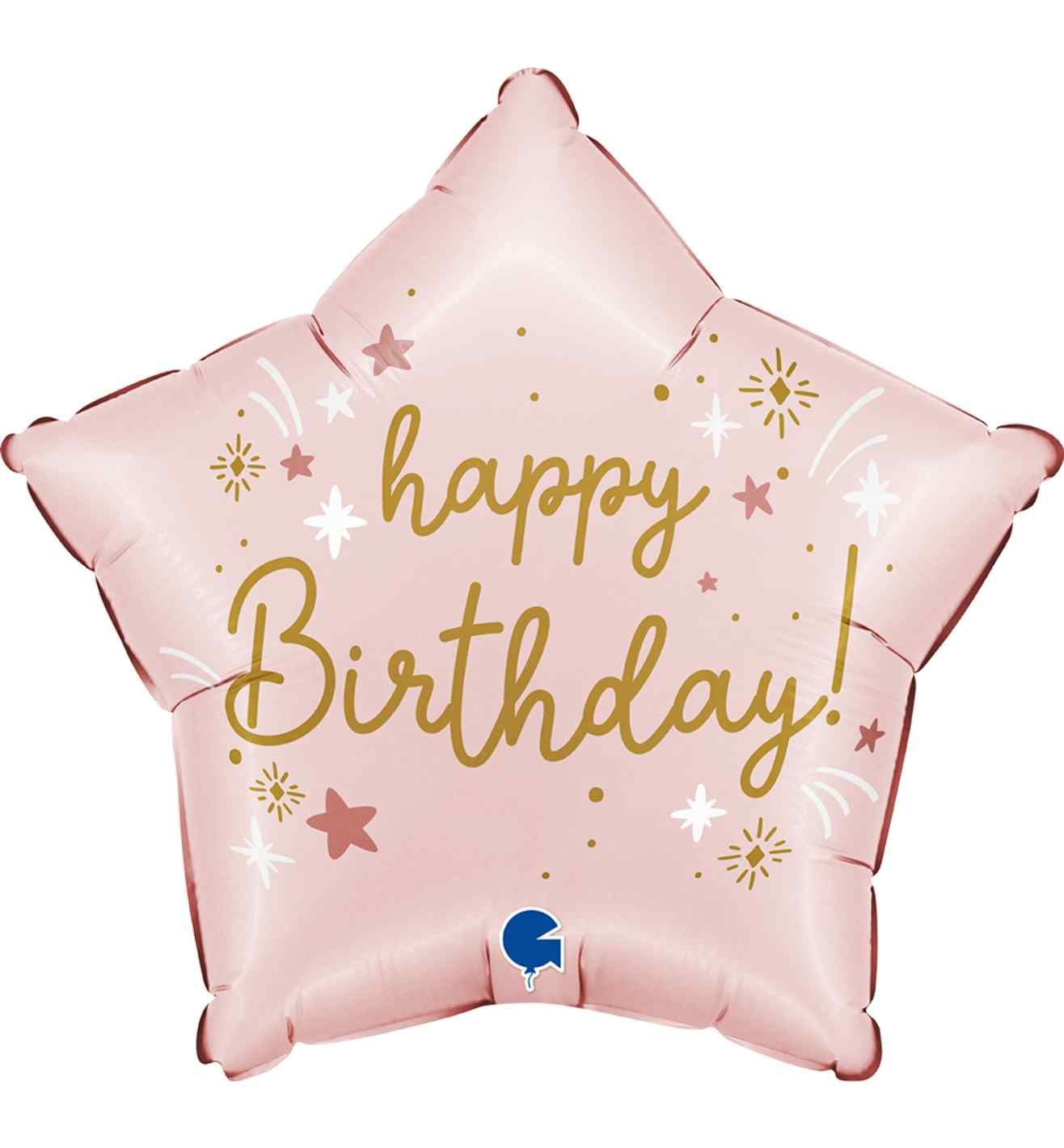 18" Grabo Pink Birthday Star Foil Balloon