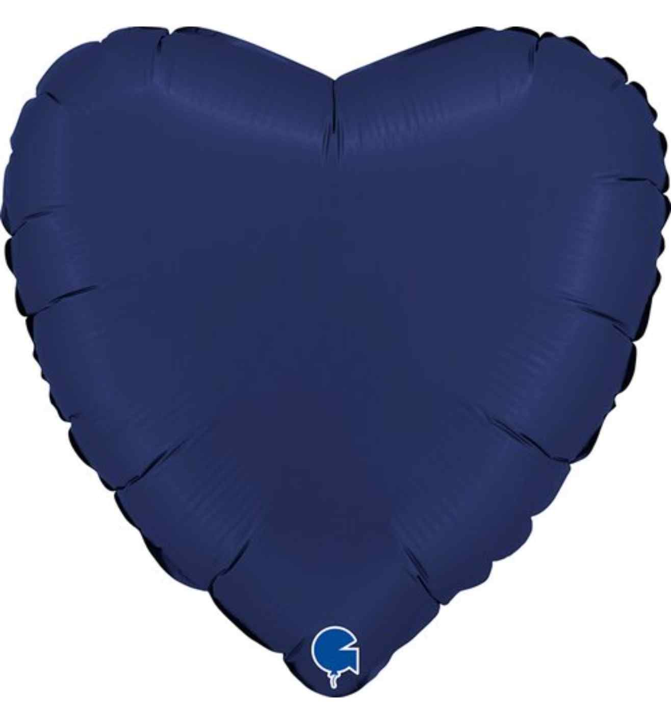 18" Grabo Heart Satin Blue Navy Foil