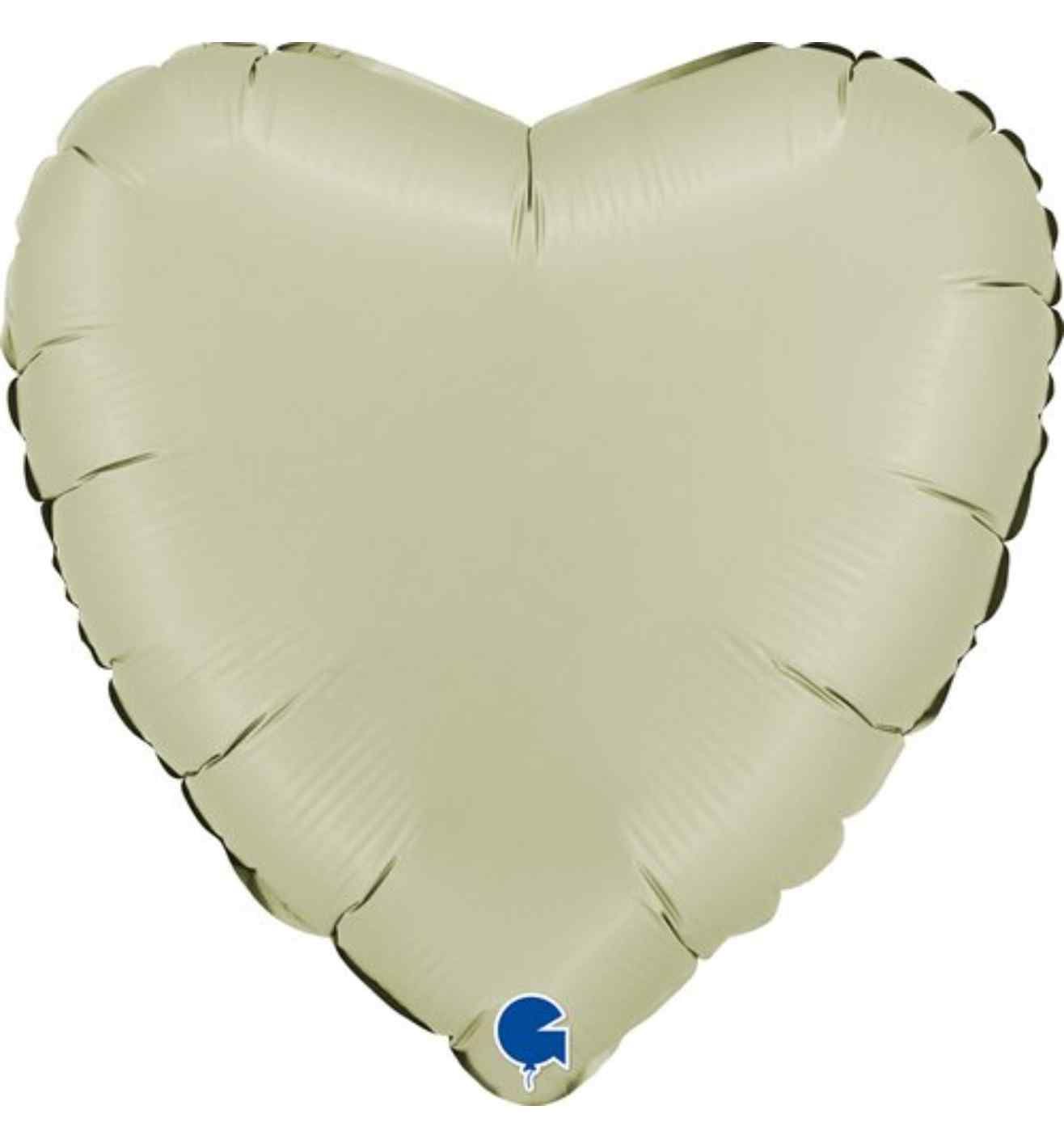 18" Grabo Heart Satin Olive Green Foil