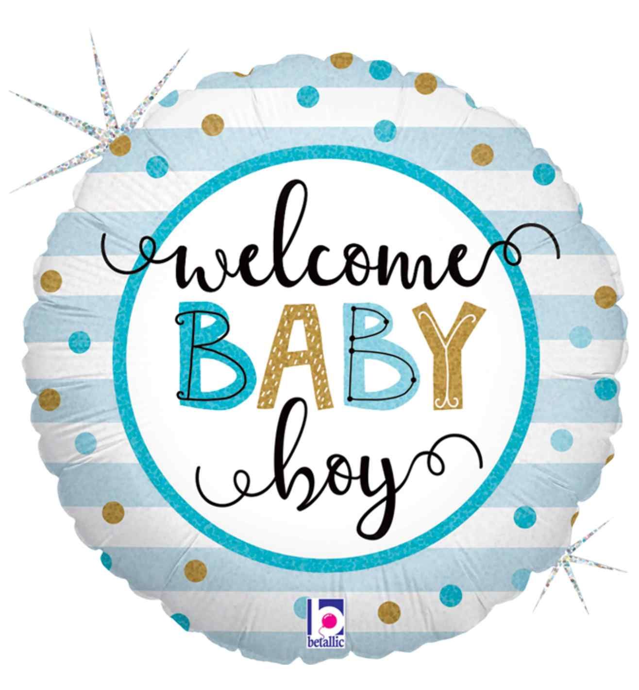 18" Betallic Baby Boy Stripes Round