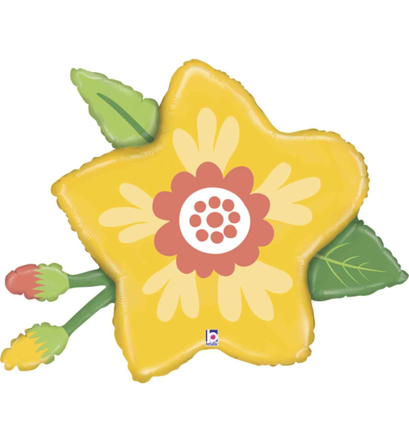 34" Betallic Yellow Flower Shape