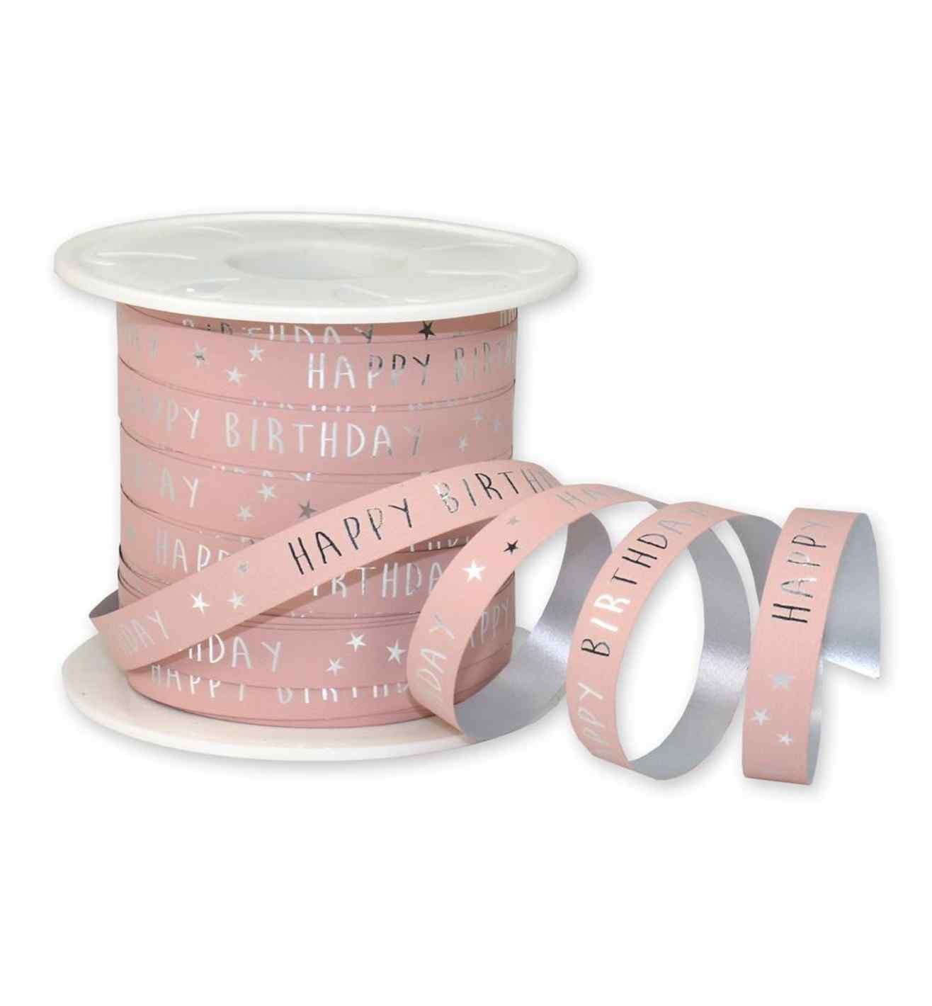 Happy Birthday 10mm x 100mm Ribbon Dusty Rose
