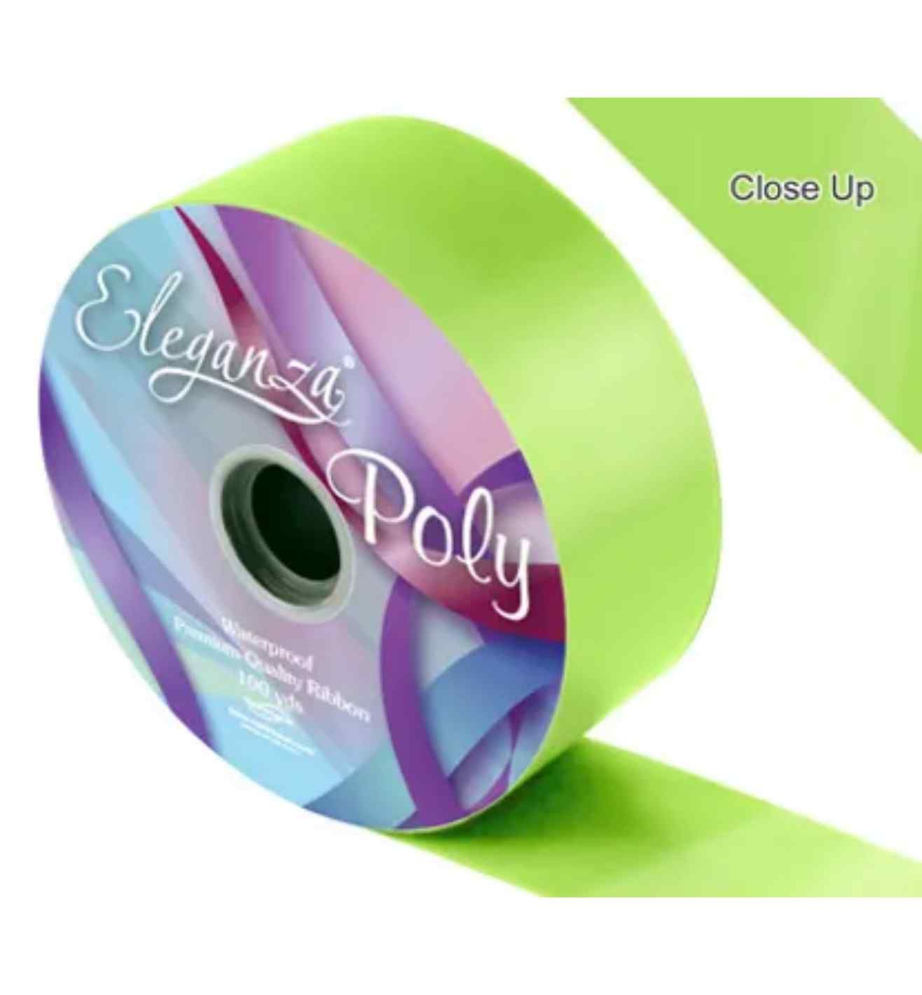 Eleganza Poly Ribbon 50mm x 91m Lime Green