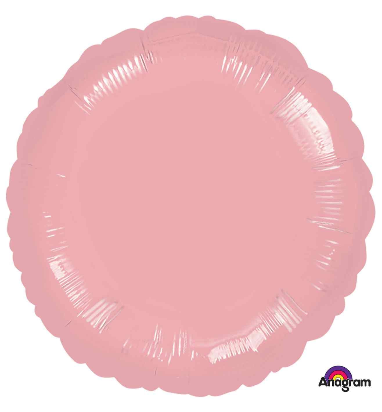 17" Metallic Pearl Pastel Pink Round Foil Balloon Anagram - Unpackaged